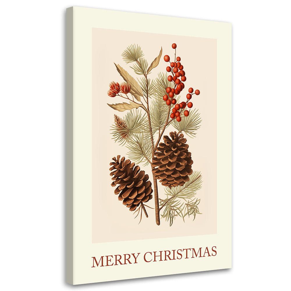 WANDBILD frohe weihnachten als inschrift - Beige, Textil (40/60cm) - Feeby