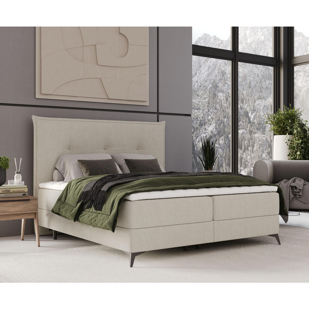 Thumbnail - Maison de Reve Boxbett, Beige, Textil, Buche, Kiefer, H2, Höhe ca. 20 cm, 160x200 cm, FSC 100%, Made in EU, Global Recyc...