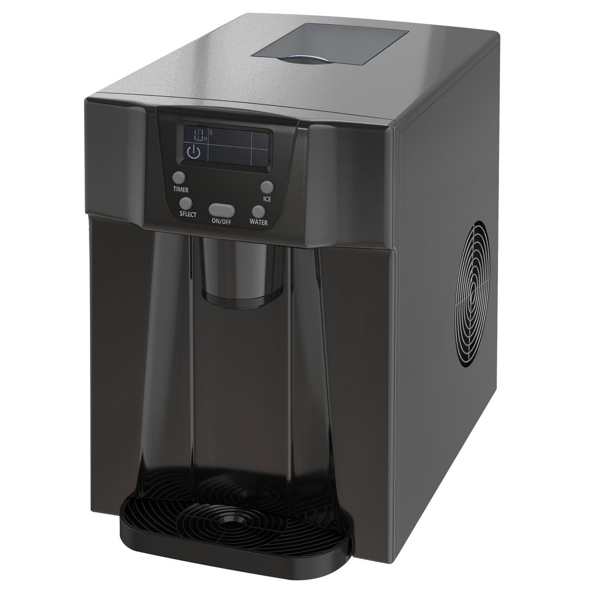 EISMASCHINE DE-17462 mit Wasserspender und LCD-Display Schwarz - Schwarz, Kunststoff (25.2/36.3/38.9cm) - ComfortXL