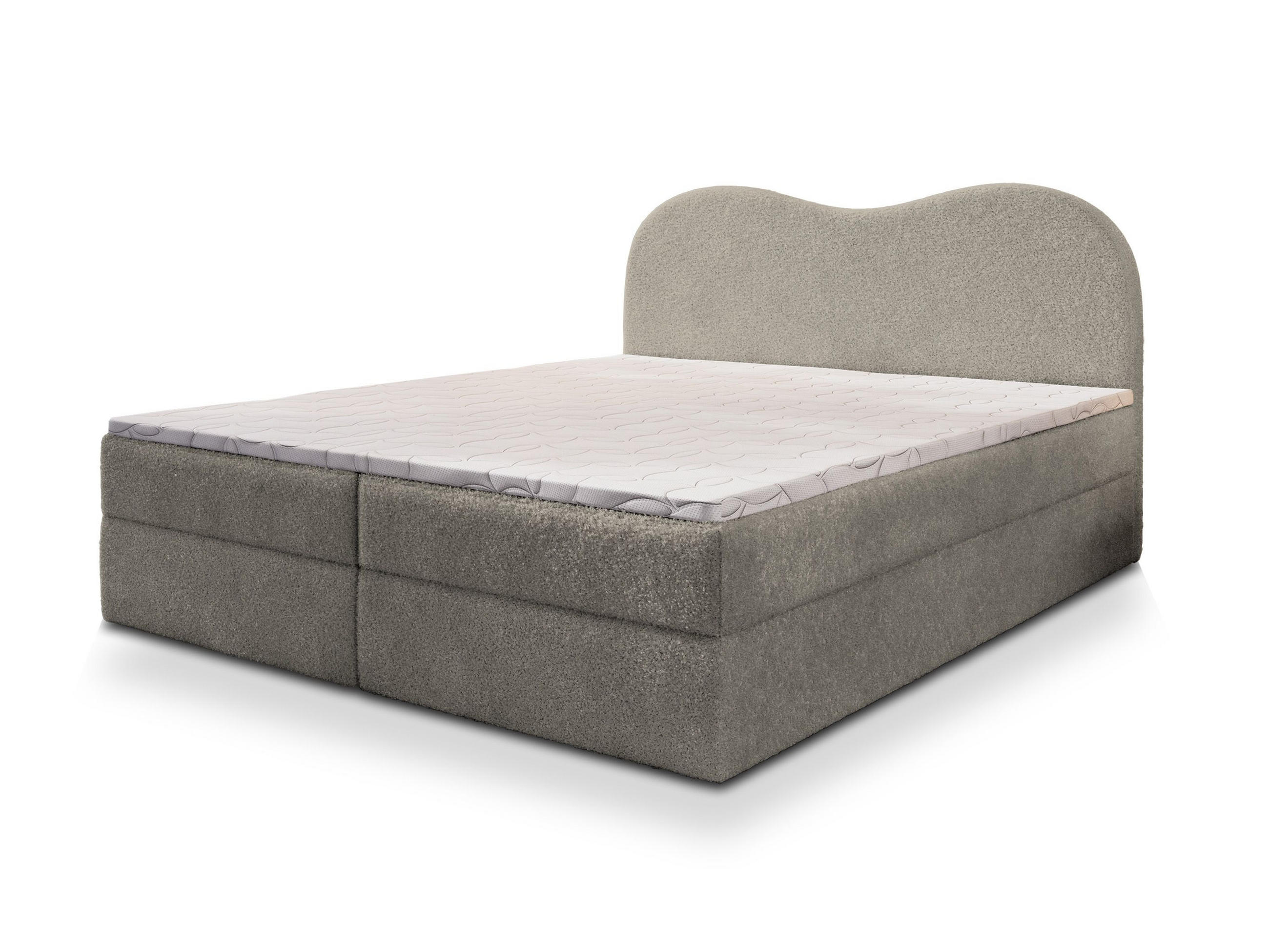 BOXBETT FLUVIA N 180x200 cm mit Matratze und Topper - Hellgrau - Hellgrau, Holz (180/200cm) - MASSENO