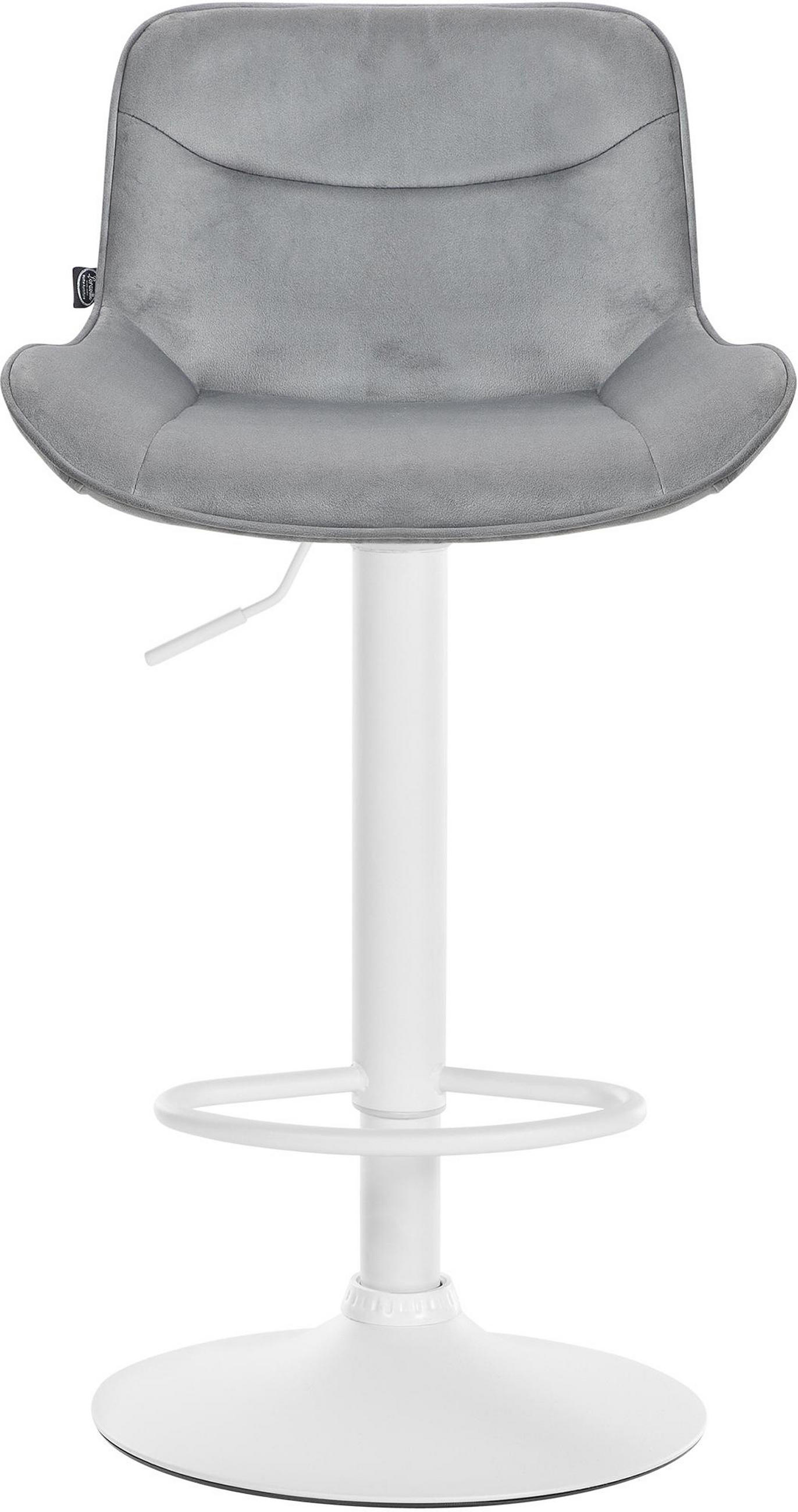 BARHOCKER Vulcano Samt weiß grau - Weiß/Grau, Textil/Metall (49/106/51cm) - TPFLiving