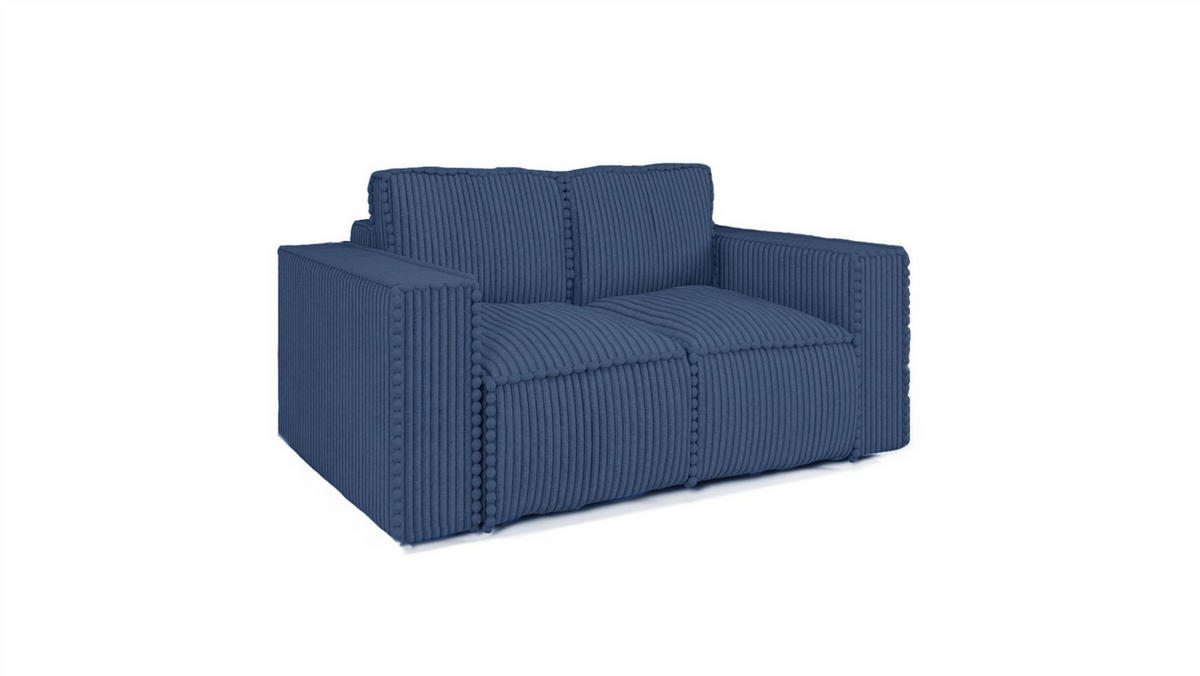 SOFASET Vajana 3-2-1 - Dunkelblau, Holzwerkstoff/Textil (240/86/102cm) - Fun Möbel