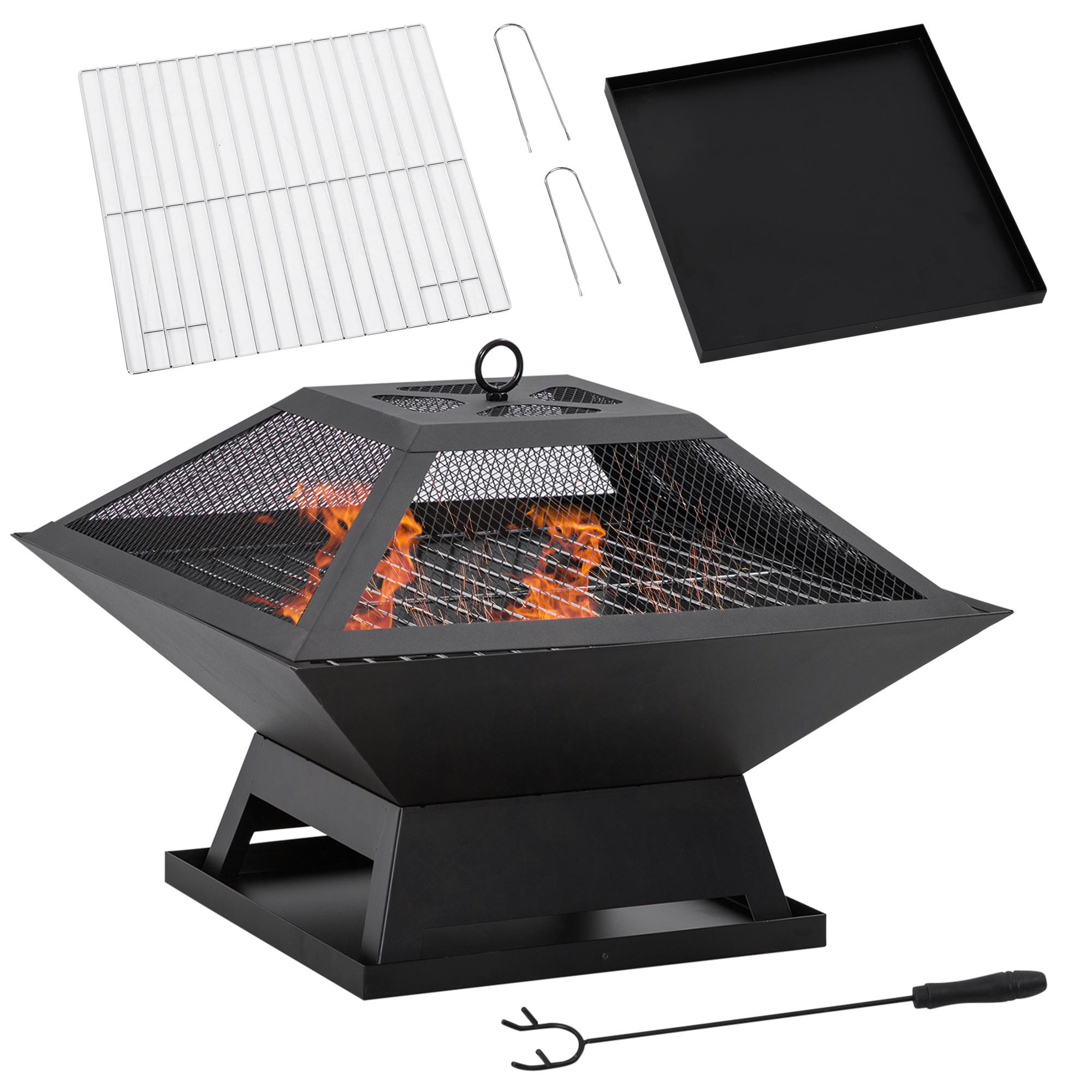 FEUERSCHALE, Stahl, Schwarz - Schwarz, Metall (45/34/45cm) - Outsunny
