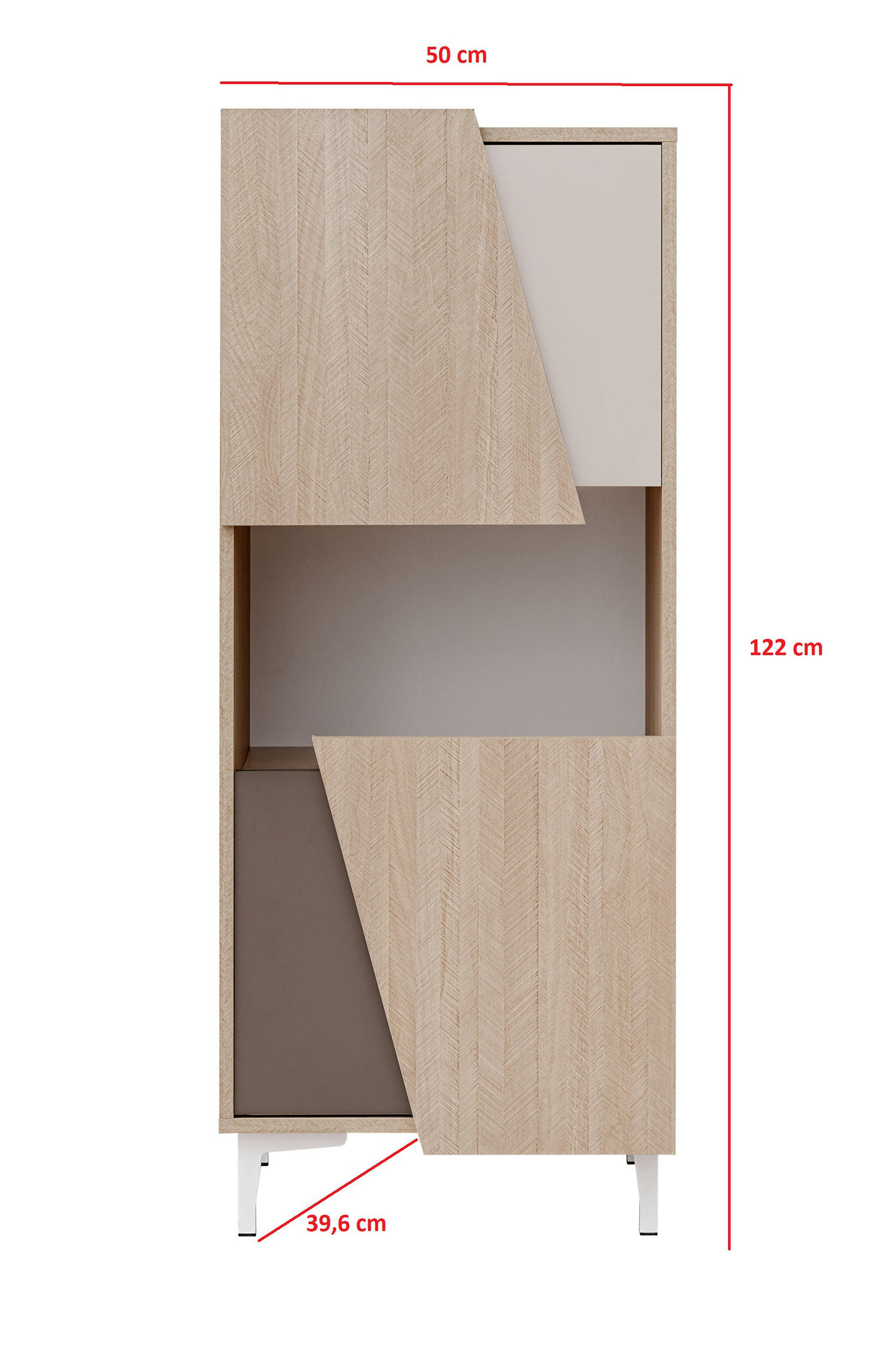 VITRINE Viste braun / weiß hochglanz 50cm / 40cm / 122cm - Ecru/Weiß Hochglanz, Holz/Holzwerkstoff (50/122/40cm) - Furnival