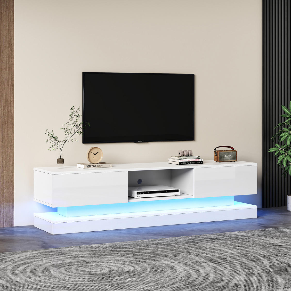 TV-LOWBOARD Led Weiß 160/35/40.5 cm - Weiß, Holz (160/40.5/35cm) - PANGIVO
