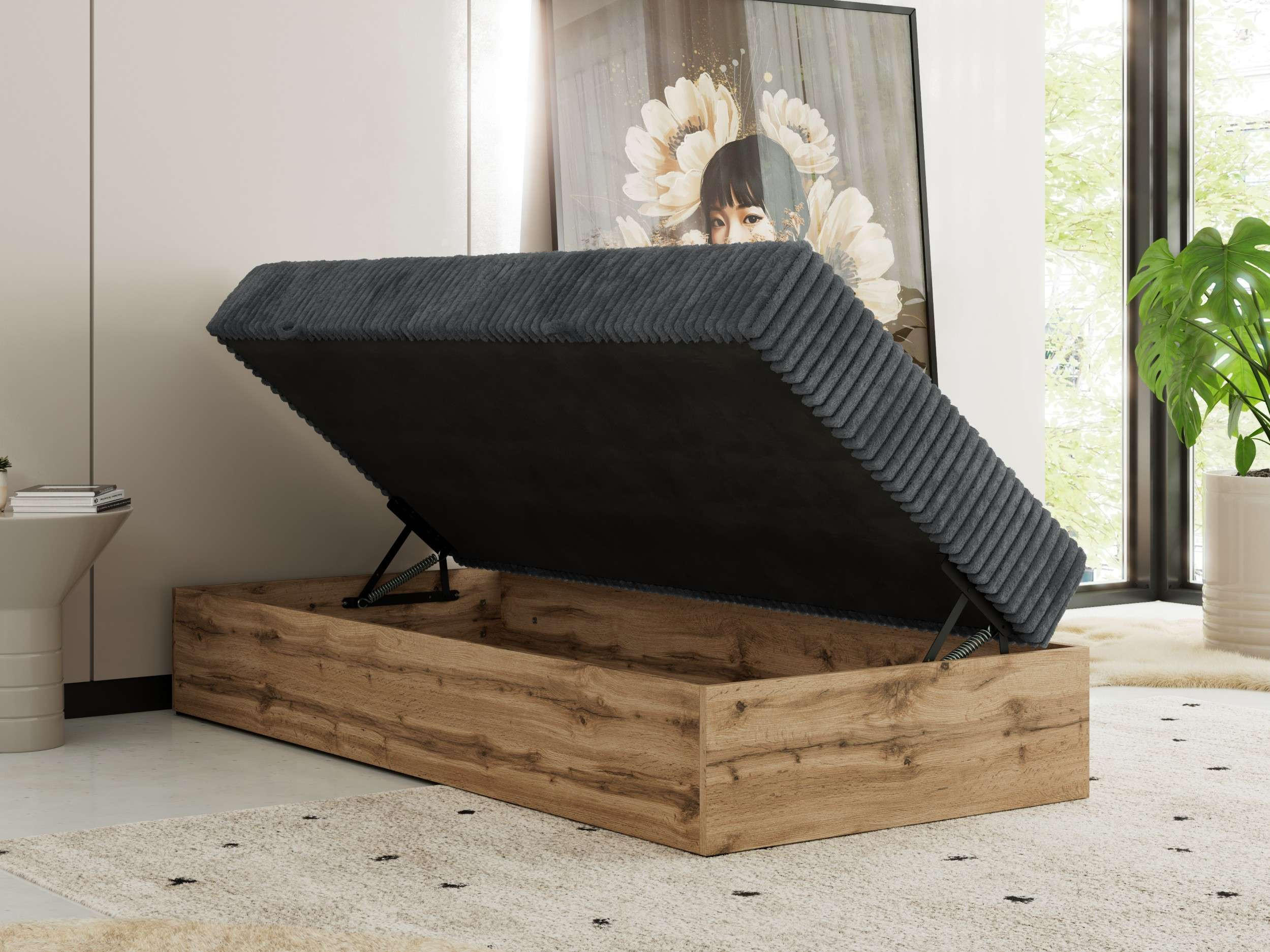 Thumbnail - MKS Boxbett, Grau, Textil, 1-Sitzer, H4, Rechteckig, 90x200 cm, Oeko-Tex®, Schlafzimmer, Betten, Boxspringbetten