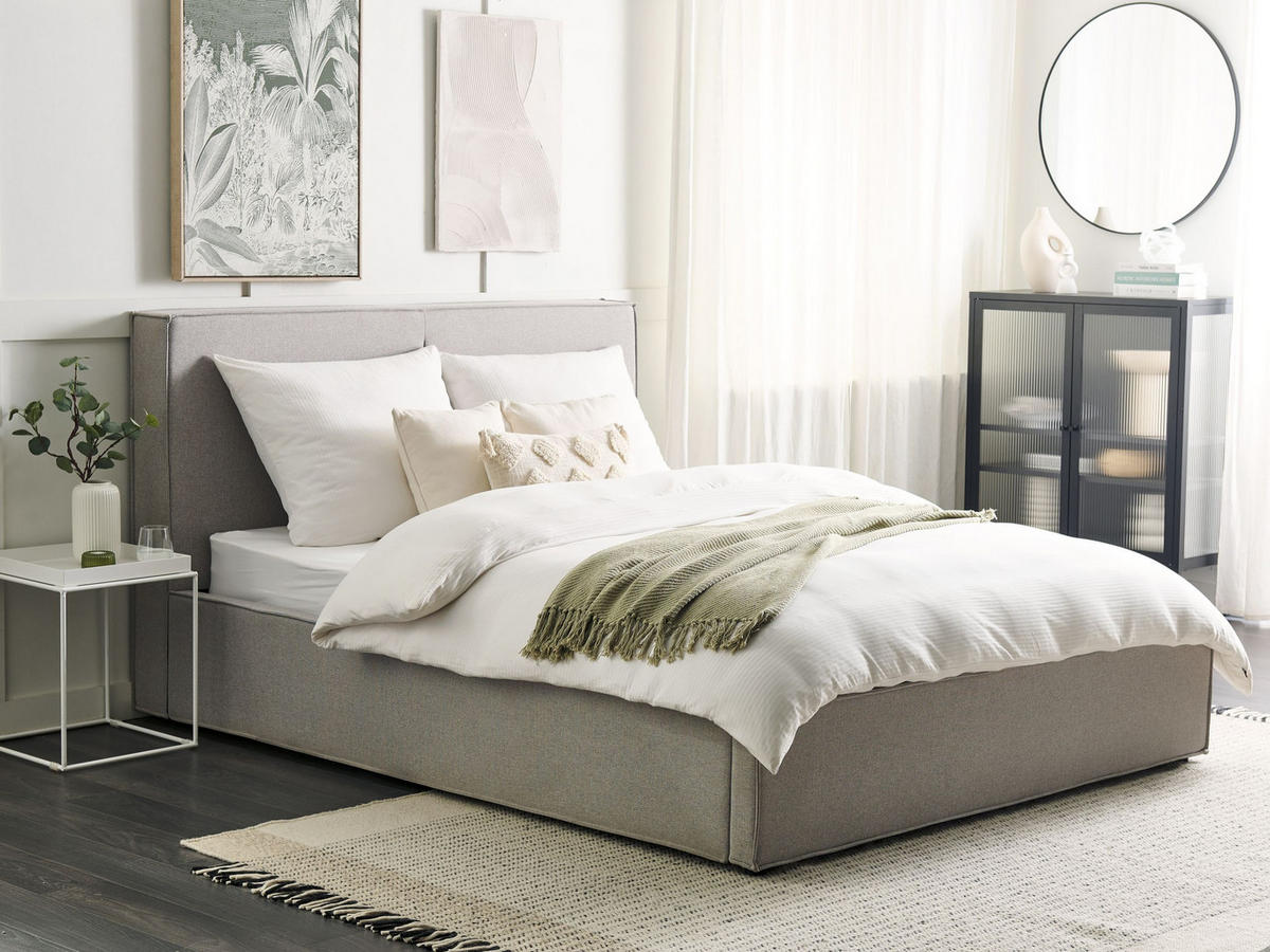 KÁRPITOZOTT ÁGY 160/200cm Világosszürke Moissac - világosszürke, textil (160/200cm) - Beliani