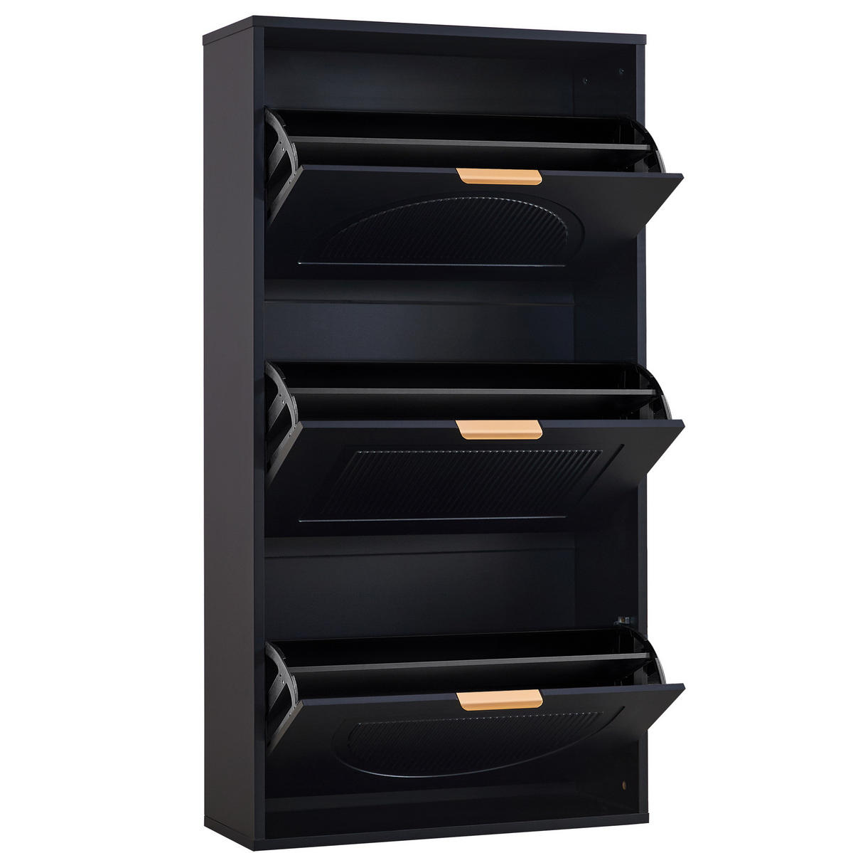 SCHUHSCHRANK 60/114/24 cm Schwarz aus MDF und Spanplatte mit Kippsicherung - Schwarz, Holzwerkstoff (60/114/24cm) - OKMYHOME