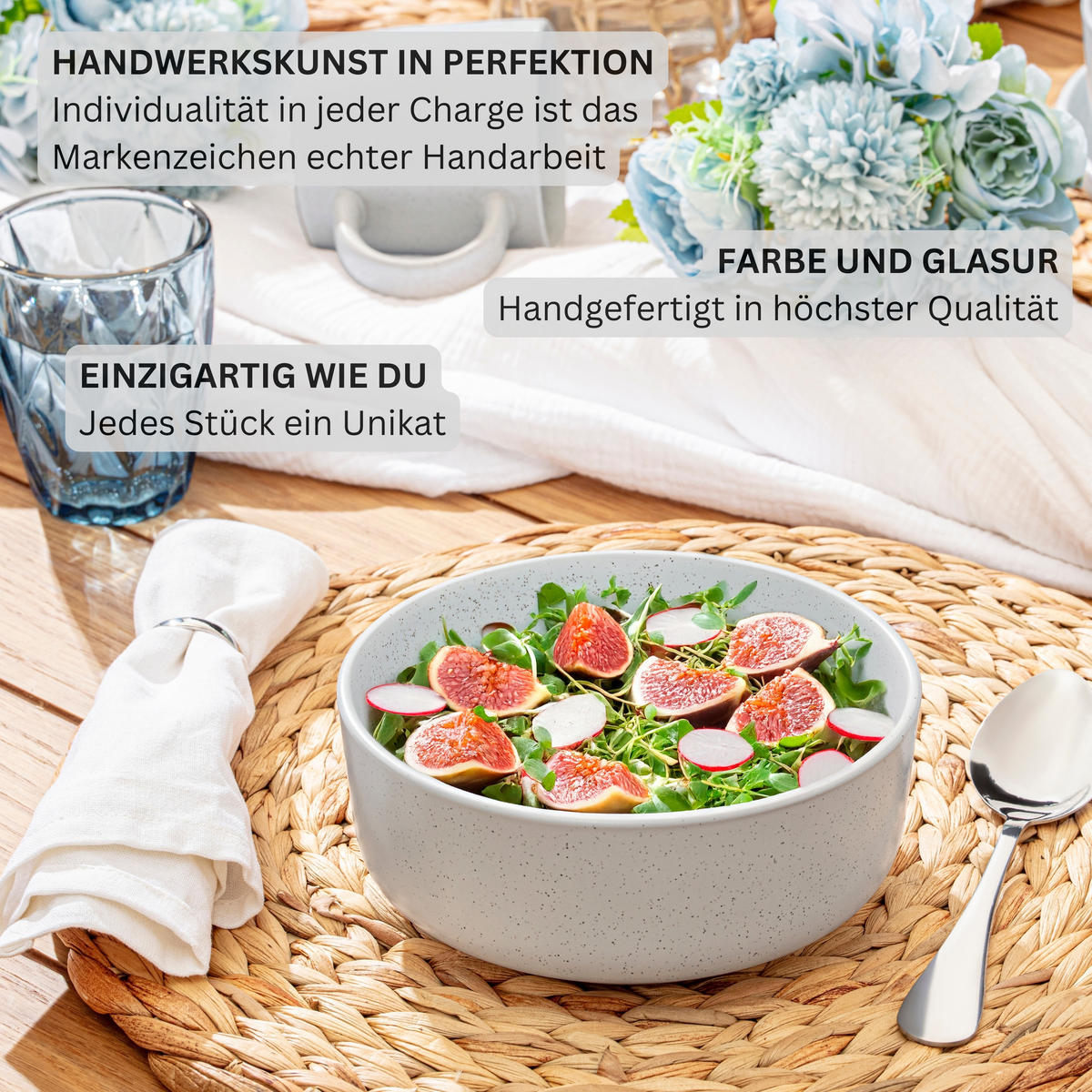 TAFELSERVICE LEEDS FROST - 18 teilig aus Steingut - Weiß, Stein (26.5/6.4/26.5cm) - Sänger