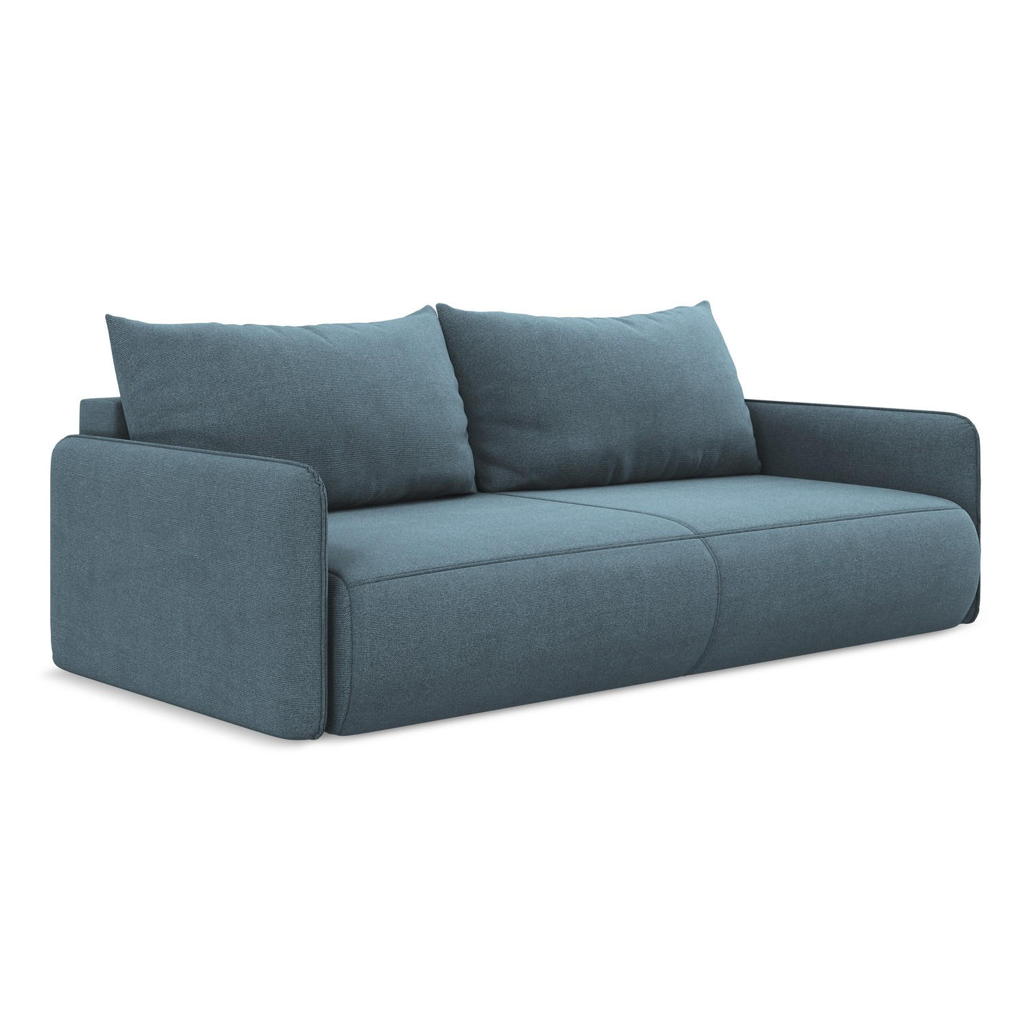 3-SITZER SOFA mit Schlaffunktion Strukturstoff Stoff Blau - Blau/Schwarz, Kunststoff/Textil (216/86/105cm) - LaMiaSofa