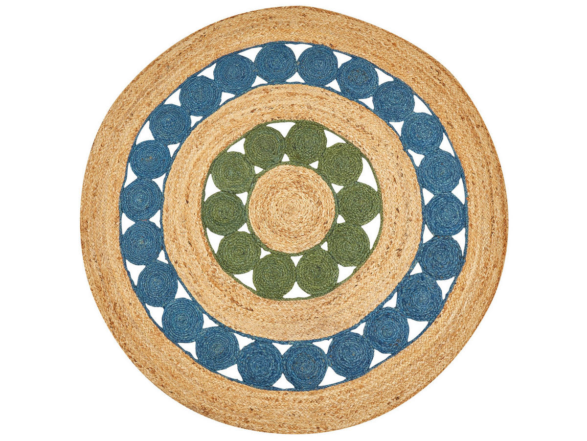 TEPPICH geflochten Hovit 140/140 cm - Naturfarben, Naturmaterialen (140/140cm) - Beliani