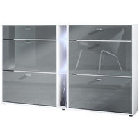 SCHUHSCHRANK Today Fronten in Grau Hochglanz - Grau, Holzwerkstoff (155.5/95/28cm) - Vladon