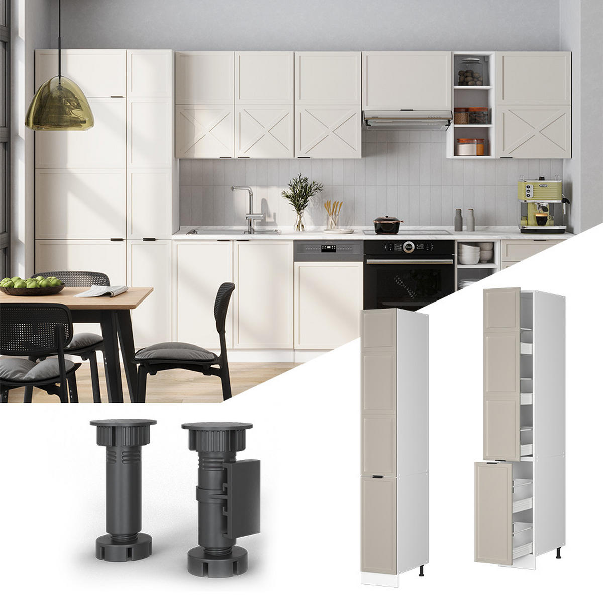 APOTHEKERSCHRANK Fame-Line GrauBeige 30 cm - Weiß/Grau, Holzwerkstoff (30/206.8/58cm) - Vicco