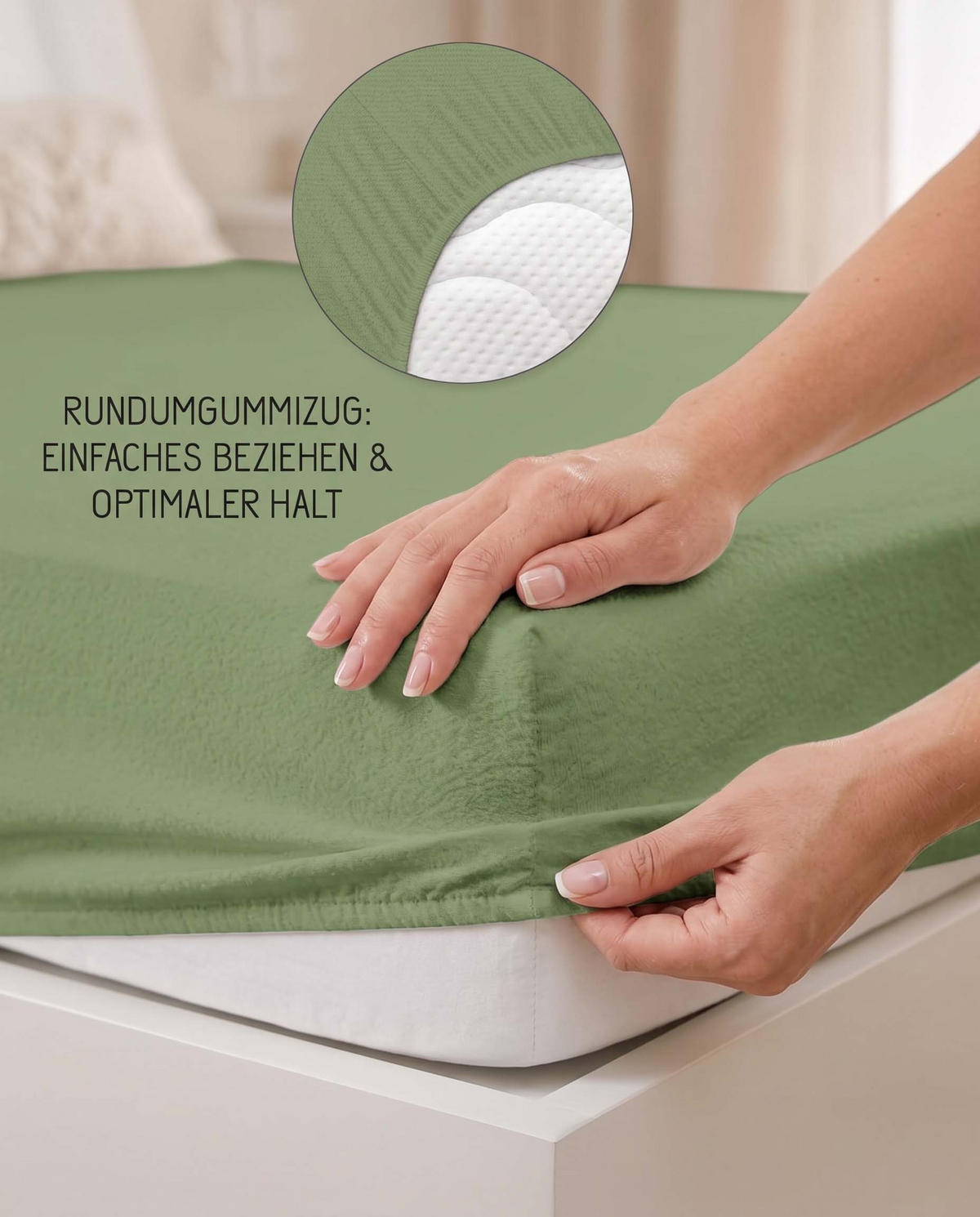 SPANNBETTTUCH Premium Frottee fichte, 90x190 cm - 100x200 cm - Dunkelgrün, Textil (100/200cm) - biberna