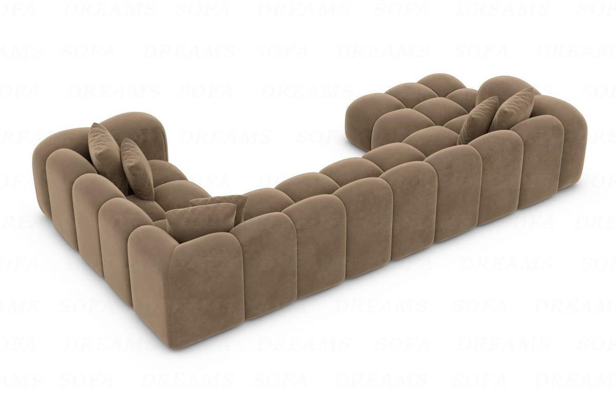 WOHNLANDSCHAFT Cloud Braun Samtstoff - Braun, Kunststoff (314/72/184cm)