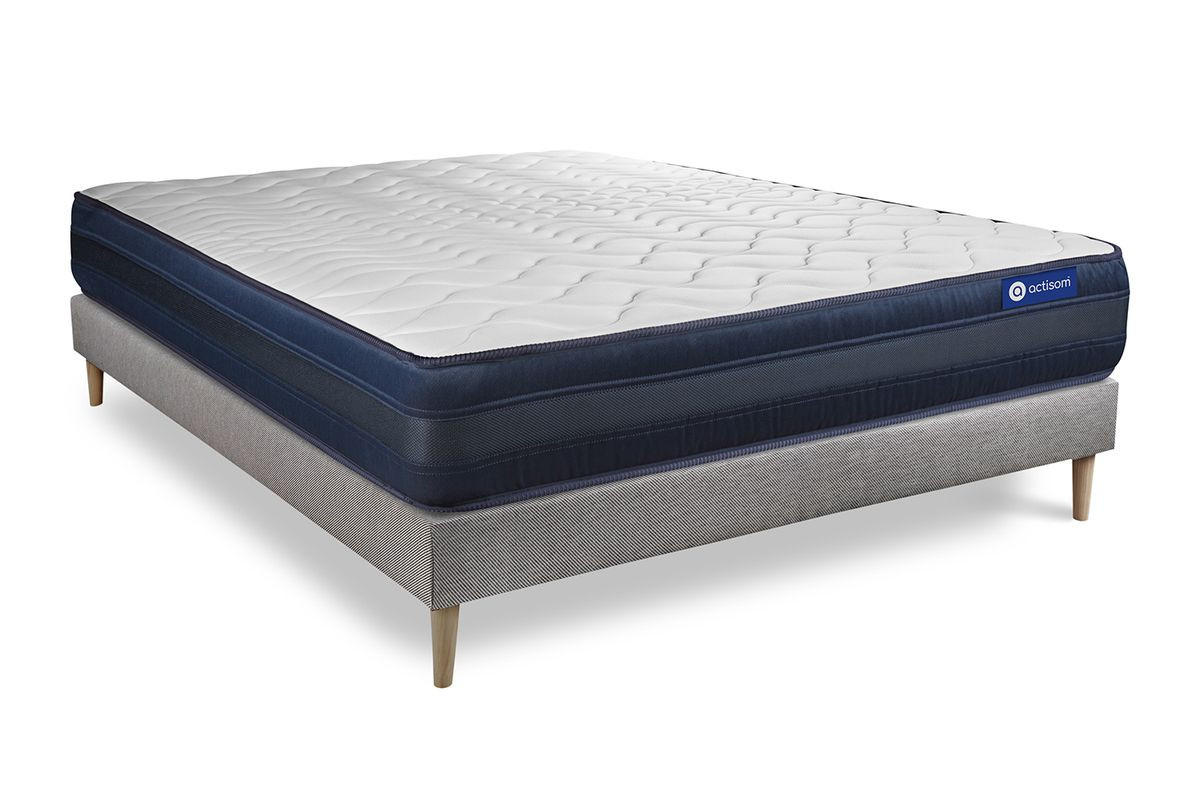 BETT Actilatex tech Latex und Memory-Schaum 120 x 195 cm h4 - Kit Bettgestell Grau - Beige/Grau, Karton/Holz (120/195cm) - ACTISOM