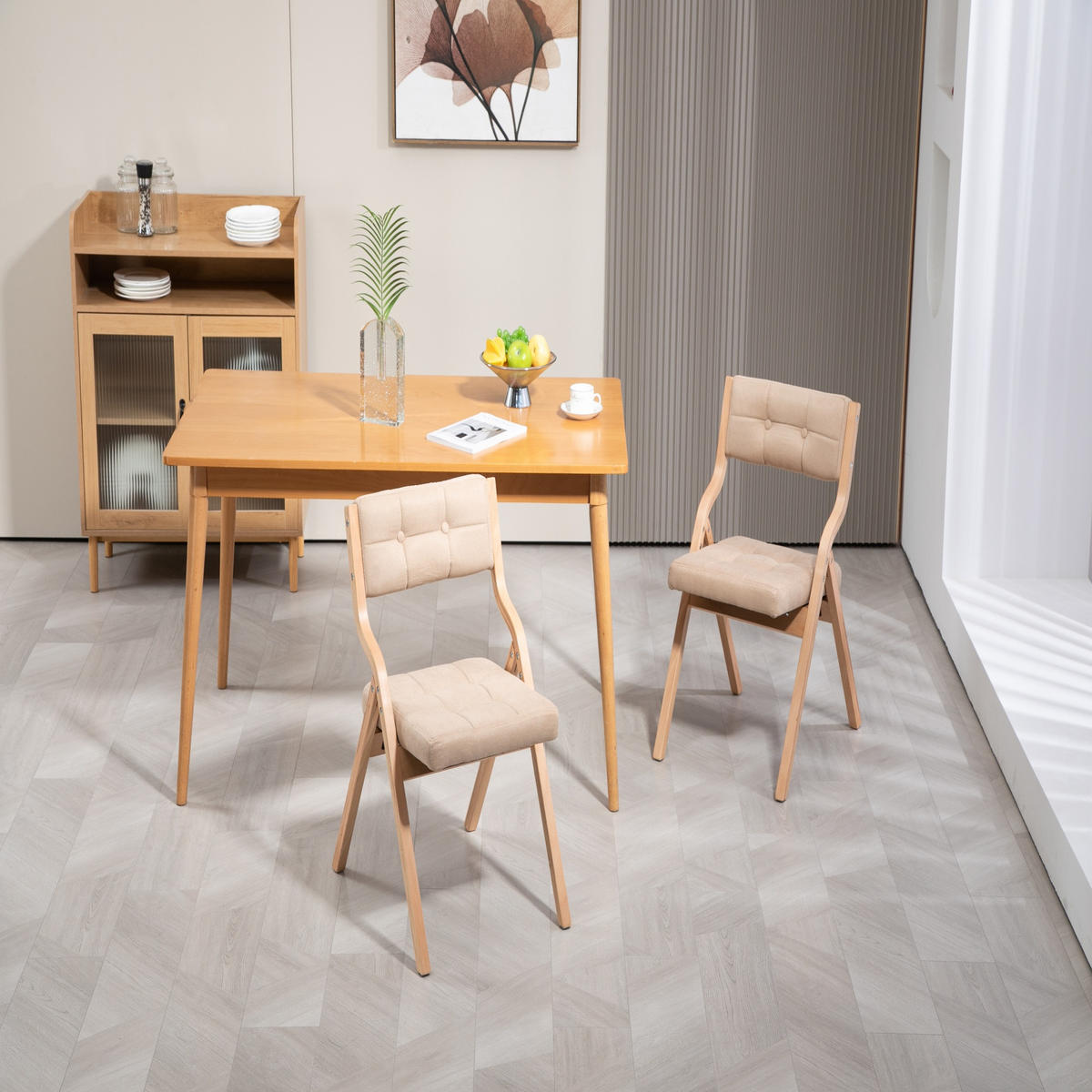 KLAPPSTUHL gepolstert klappbar Holz Khaki 2er-Set - Braun, Holz (48/77/61cm) - Meubliv