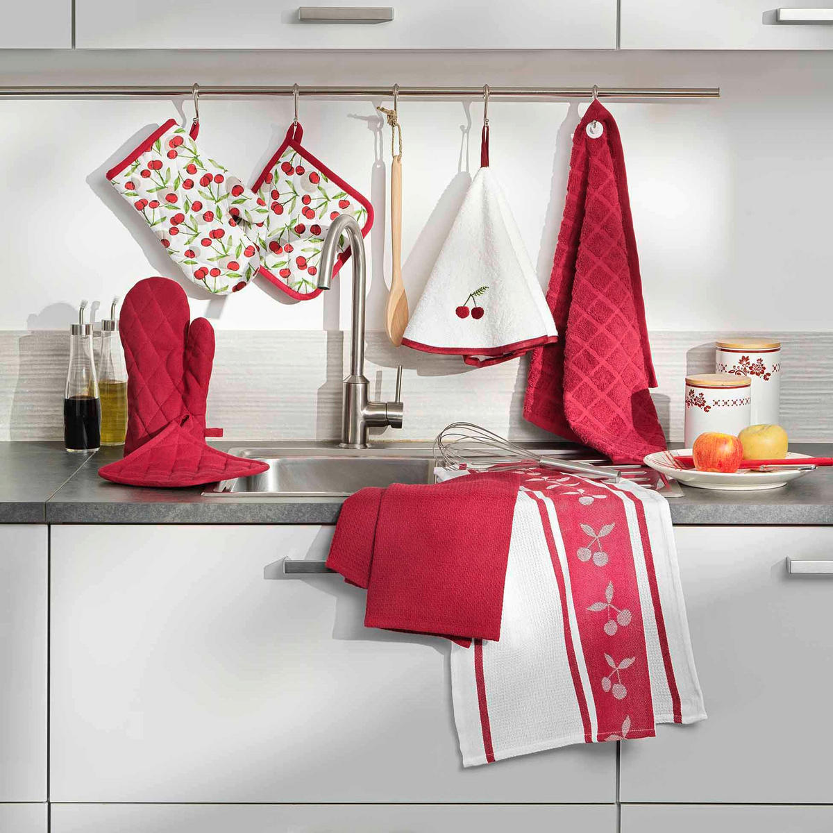 KÜCHENHANDSCHUH UND UNTERSETZER Ruby 18/28 cm - Multicolor, Textil (28/20cm) - Douceur d´intérieur
