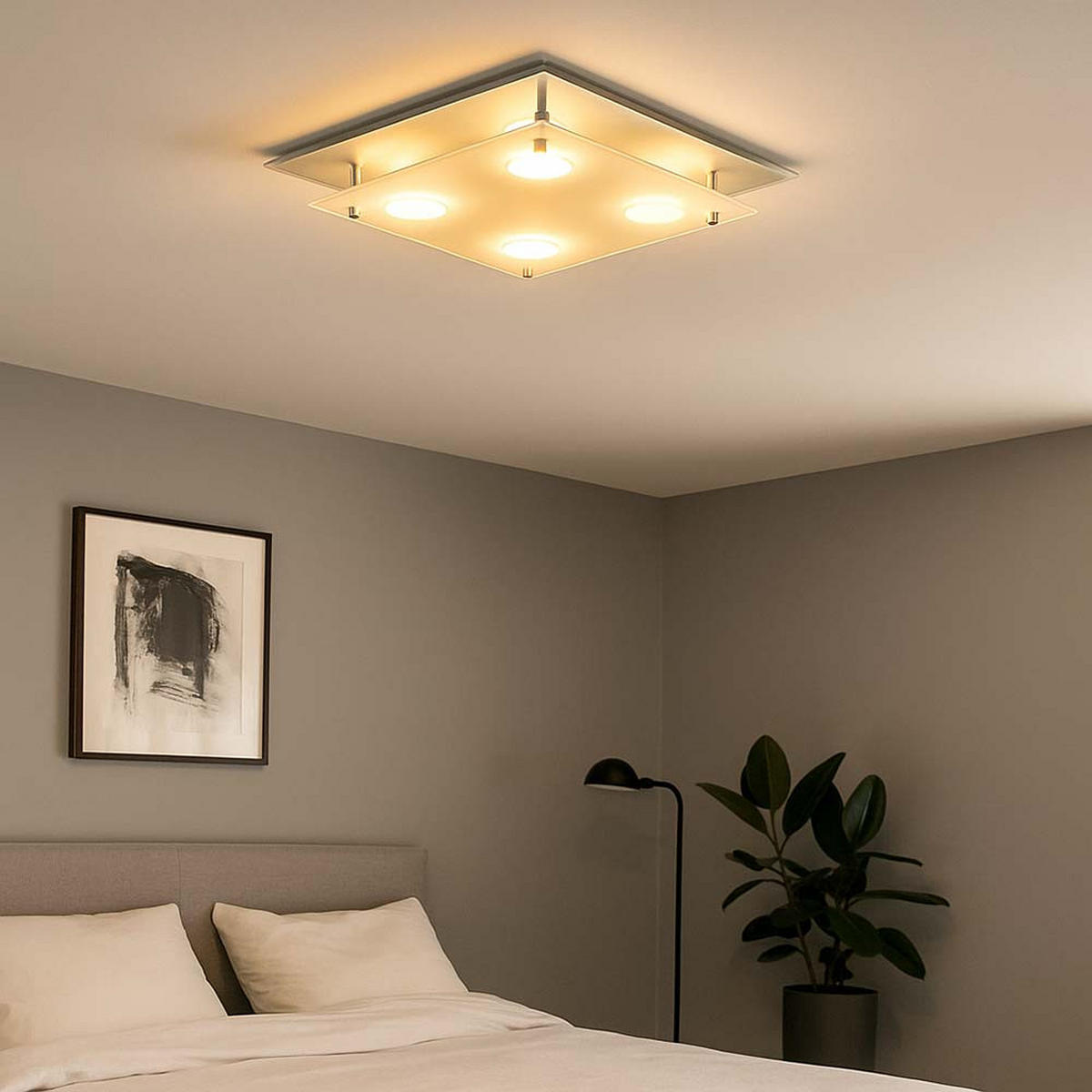 LED DECKENLEUCHTE ARENA Chrom Silber - Silberfarben, Glas (34/34/8cm)