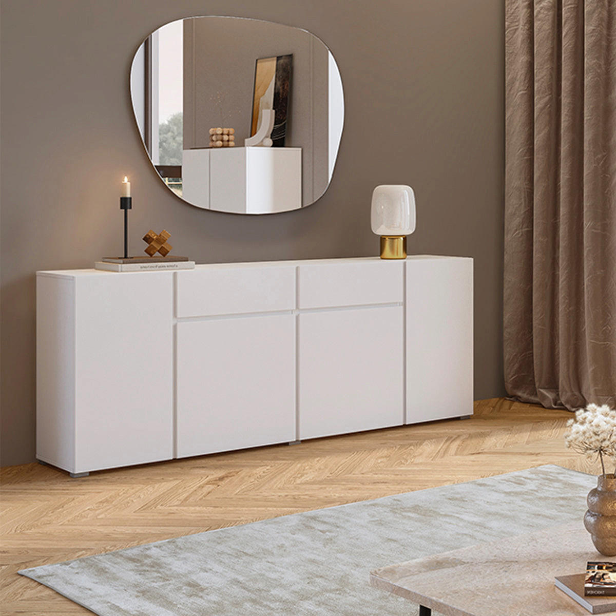 KOMODA Maxis Bijela - bijela, drvni materijal (195/78/40cm) - Petits-meubles