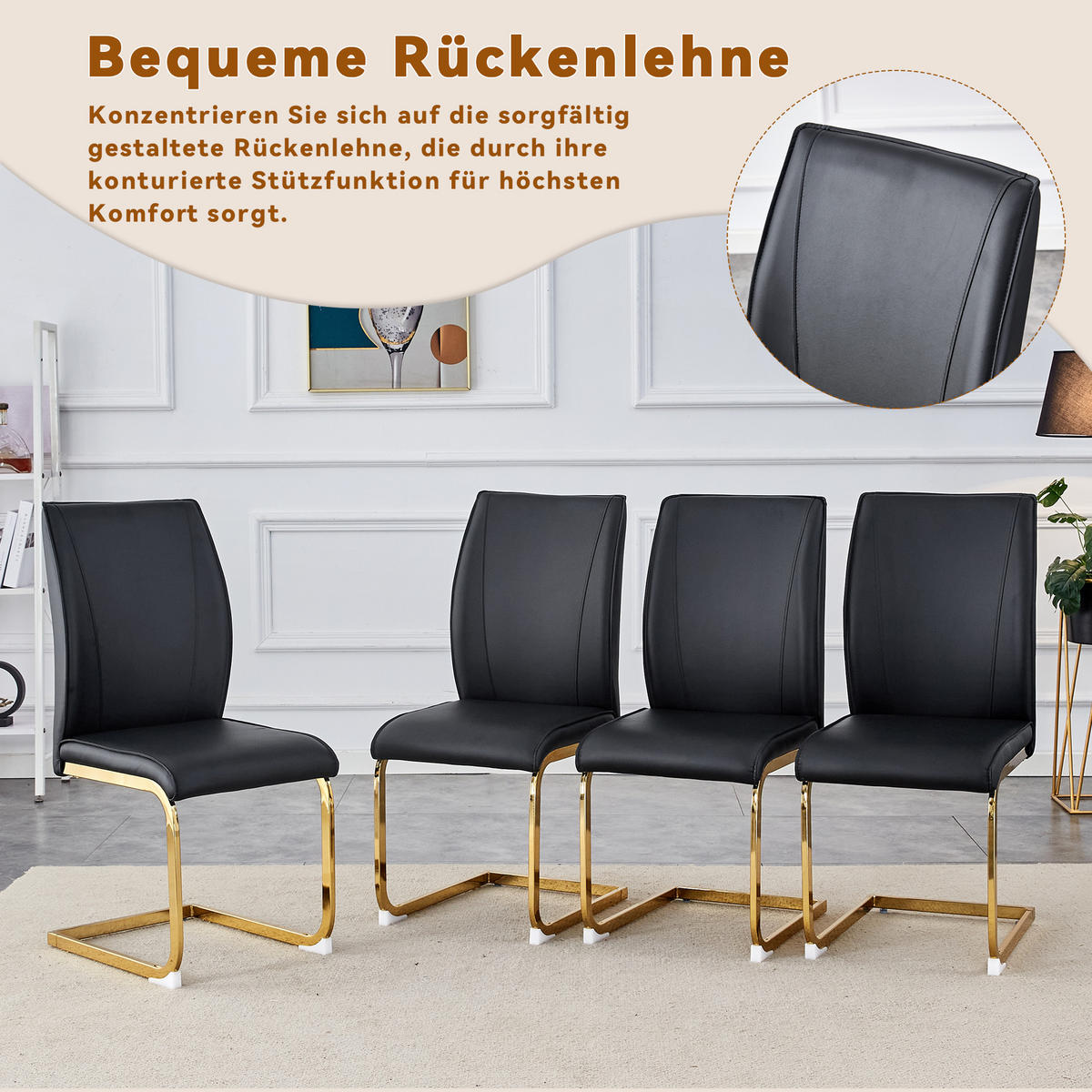 SCHWINGSTUHL DE-36538 2er-Set mit PU-Bezug und Metallbeinen Schwarz - Schwarz, Metall (44.5/99/44cm) - ComfortXL