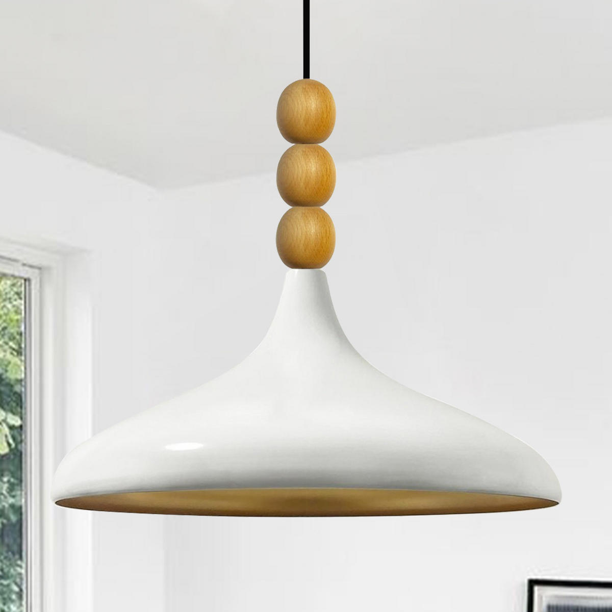 PENDELLEUCHTE Champion 35/30 - Goldfarben/Weiß, Metall (30/35/30cm)