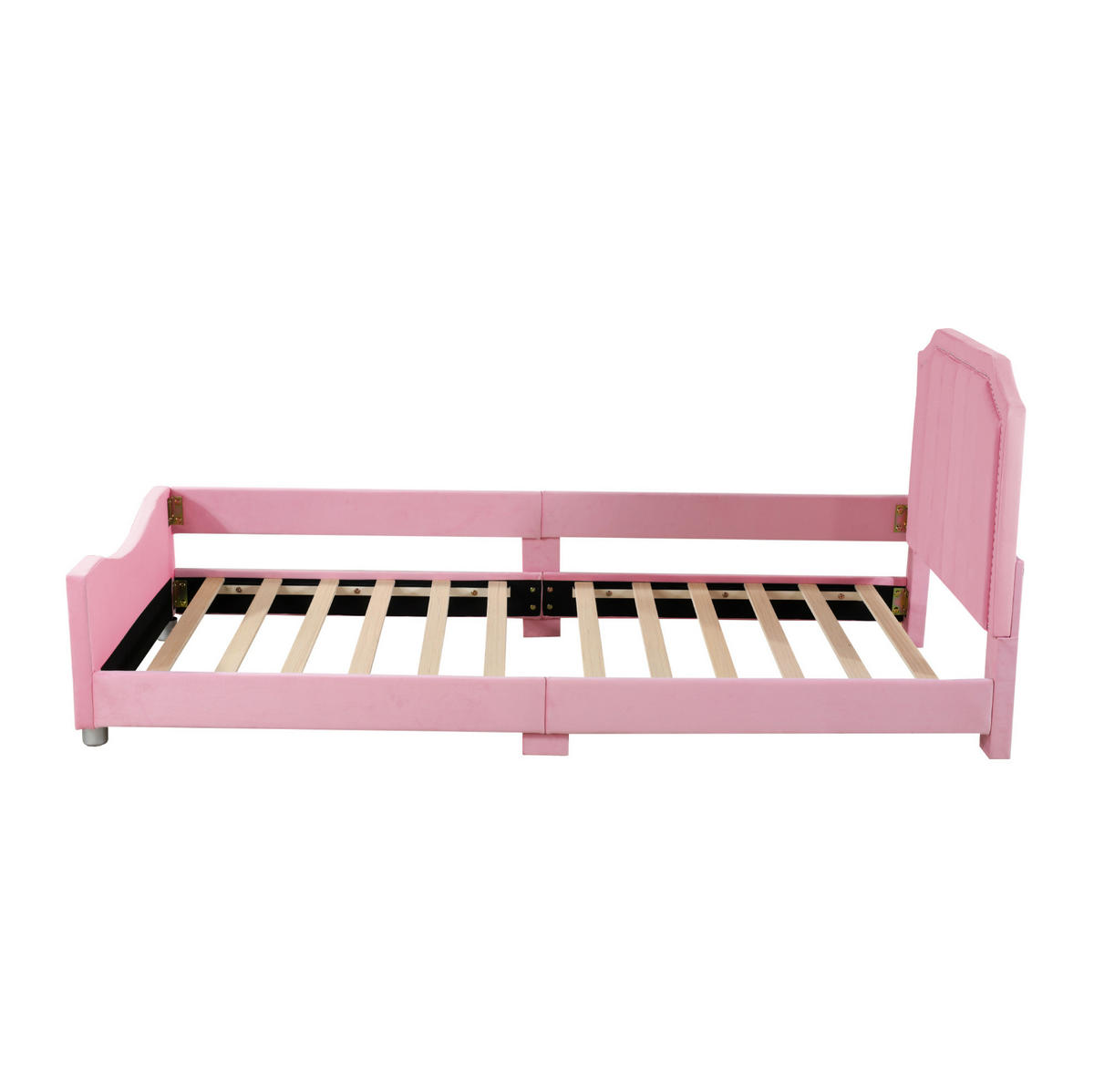 POLSTERBETT 90/200 cm Rosa aus Massivholz mit Rückenlehne - Pink, Holz (90/200cm) - OKMYHOME