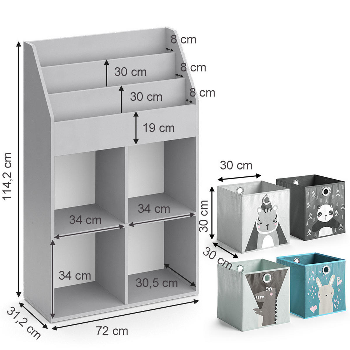 DĚTSKÁ POLIČKA Luigi Šedá - šedá, kompozitní dřevo (72/114.2/31.2cm) - Vicco