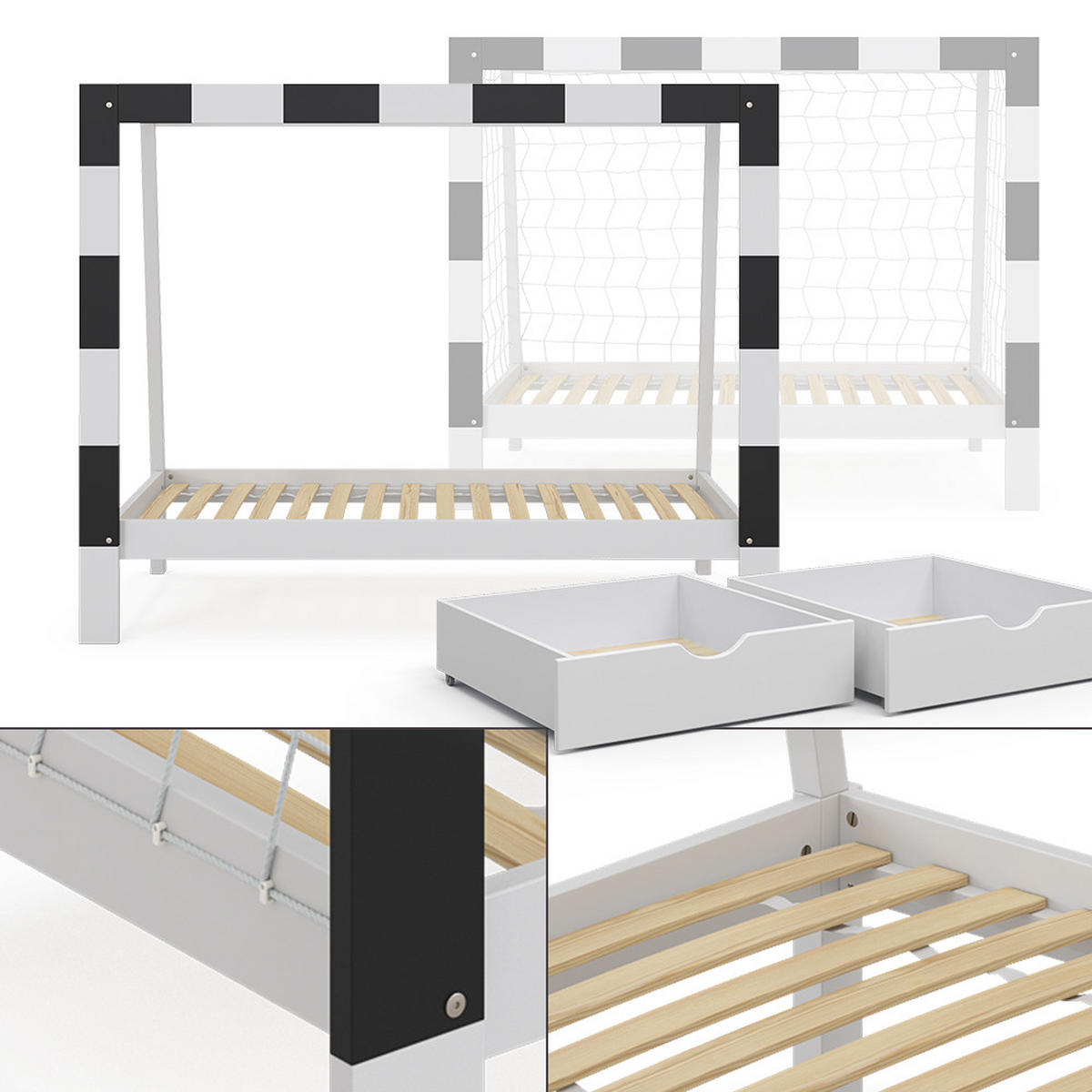 DĚTSKÁ POSTEL Fußballtor Bílá - bílá, dřevo - VitaliSpa