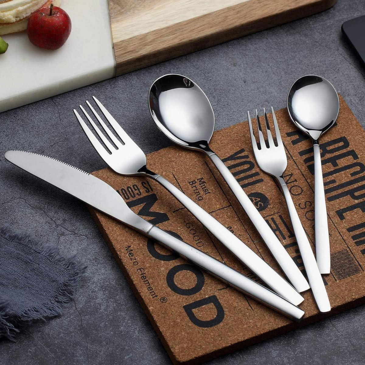 BESTECKSET 30-teiliges Set Edelstahl Silber - Silberfarben, Metall