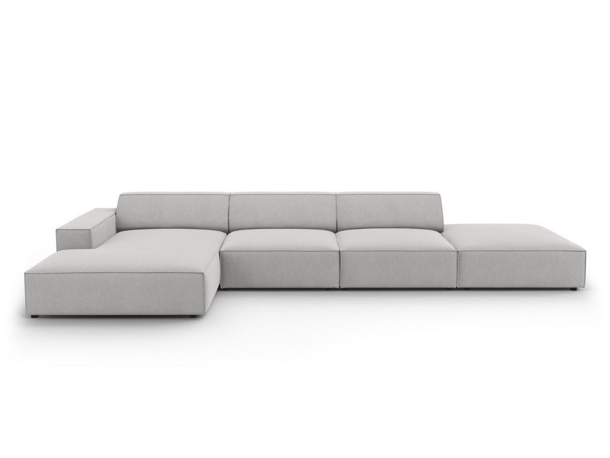 ECKSOFA links Jodie aus strukturiertem Stoff hellgrau 5 Sitzplätze - Hellgrau, Textil (166/341cm) - Micadoni