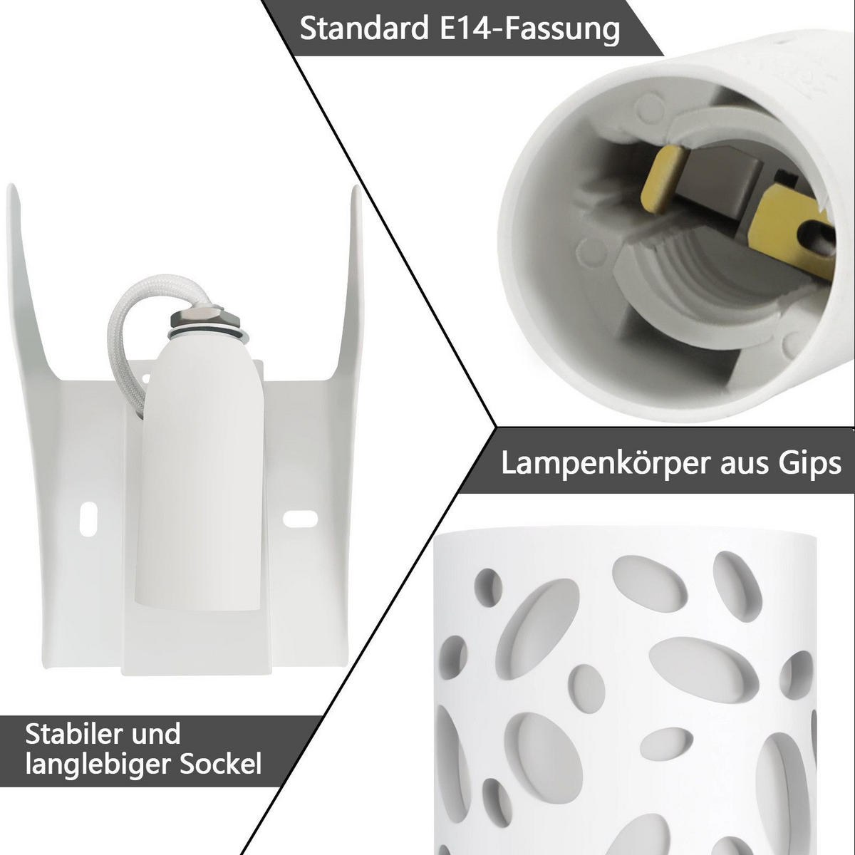 NÁSTĚNNÉ svítidlo Yaney 22,8/17,7/8,5 cm - bílá, plast (17.7/8.5/22.8cm) - Nettlife