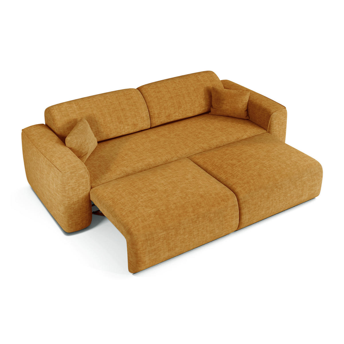 SCHLAFSOFA GERADE Texturierter Samt Senf 240cm - Dunkelgelb, Textil (240/73/97cm) - Sia Home