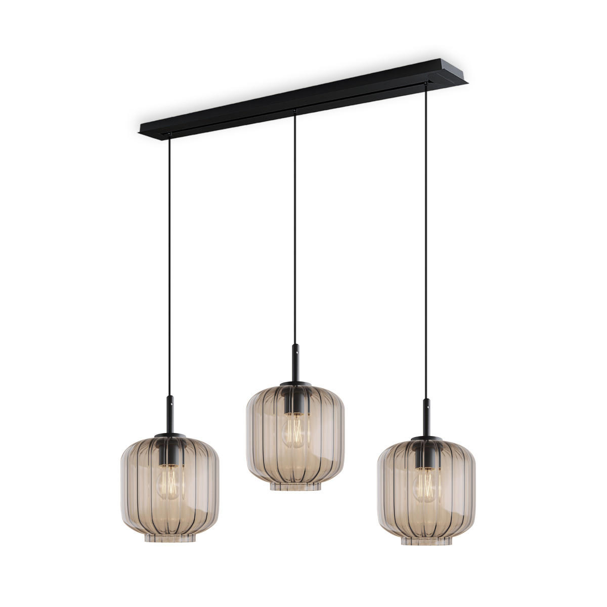 HÄNGELEUCHTE Velo 3-flammig Klar Ø 20cm - Klar/Schwarz, Glas (20/20/20cm) - s.luce