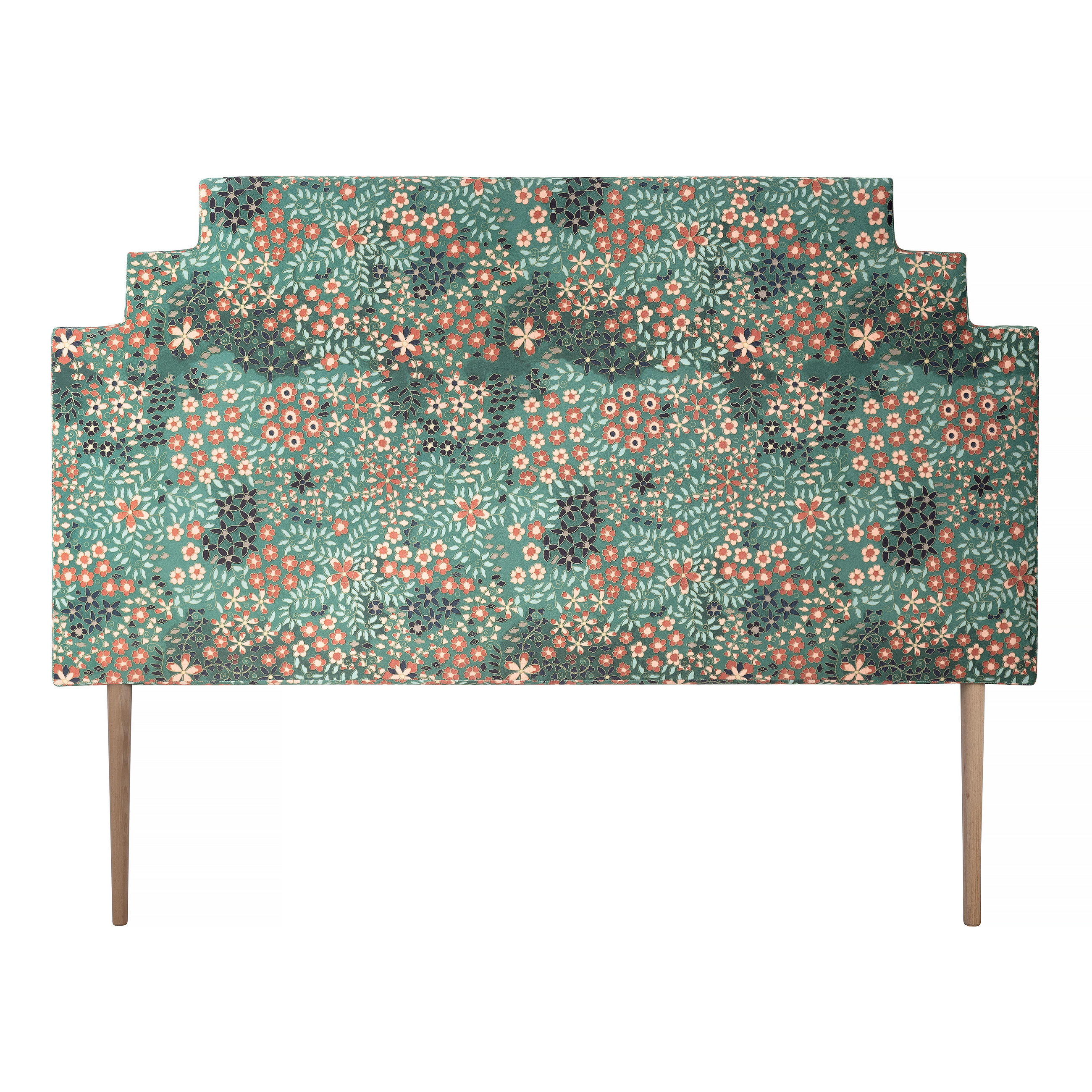 BETTKOPFTEIL gepolstert mit Samt 150cm LENNON - Blau, Holz (8/81/160cm) - RNT By Really Nice Things