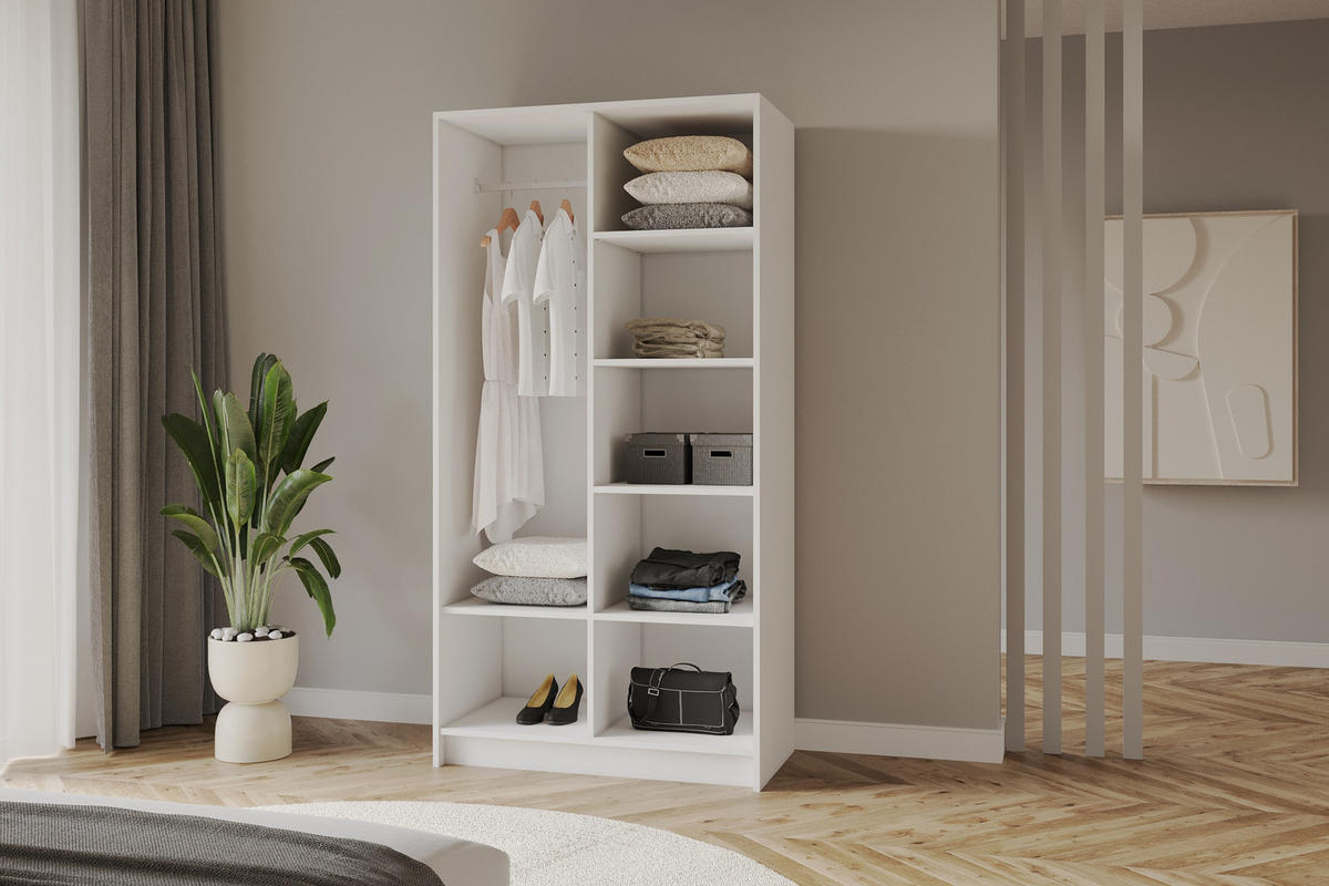 KLEIDERSCHRANK - LUSSO - 102 - Weiß - Goldfarben/Weiß, Holzwerkstoff (102/200/51cm) - ALTDECOR