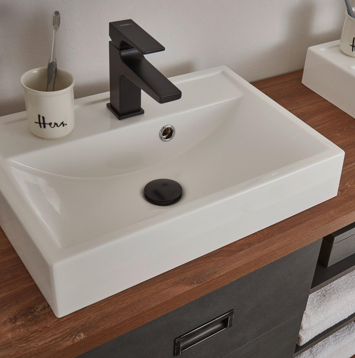 BADMÖBEL-SET 3-teilig Eiche Stirling, Matera grau, Badkombination MIT Waschbecken 91 x 205 cm - Eichefarben/Grau, Holzwerkstoff (91/205/40cm)