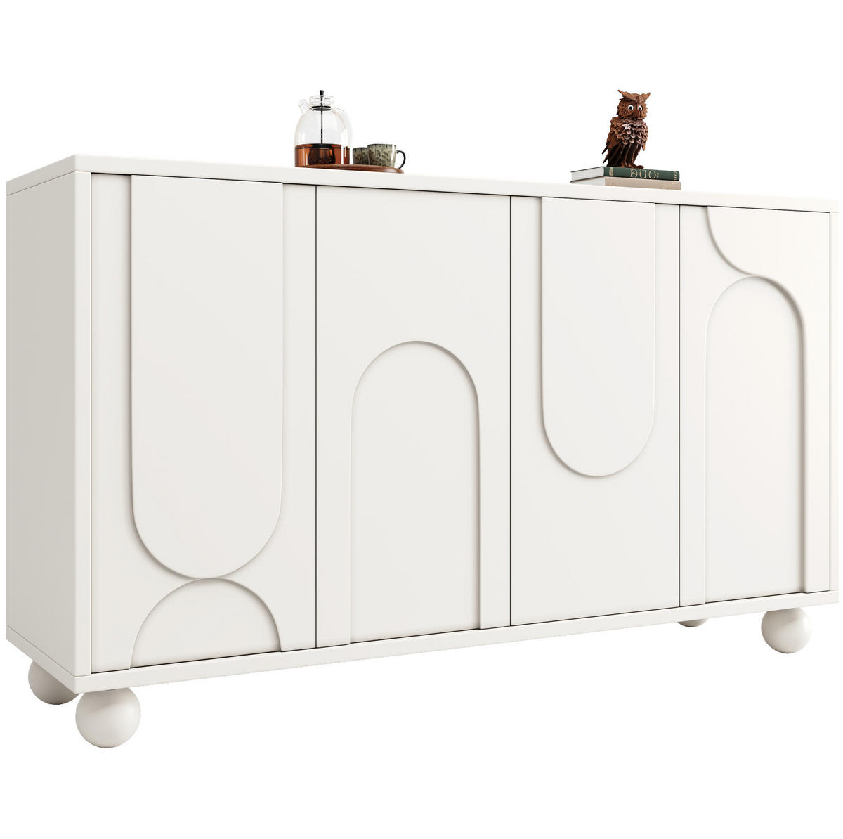 SIDEBOARD mit verstellbarem Einlegeboden 120 x 35 x 71 cm Weiß - Weiß, Metall (35/71/120cm) - Meubliv
