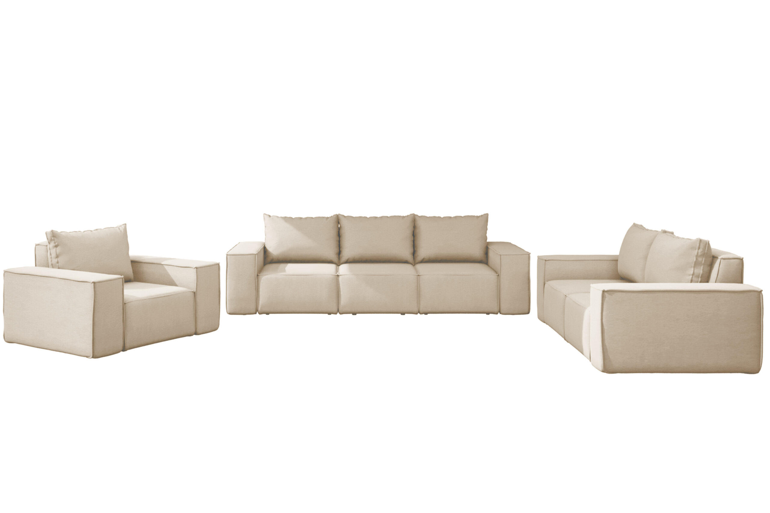 LOUNGEGARNITUR Gartenmöbel set 3 2 1 für den Garten, Terrasse, gartenmöbel lounge set SONNE EXCLUSICVE Beige - Beige, Holz - Kaiser Möbel