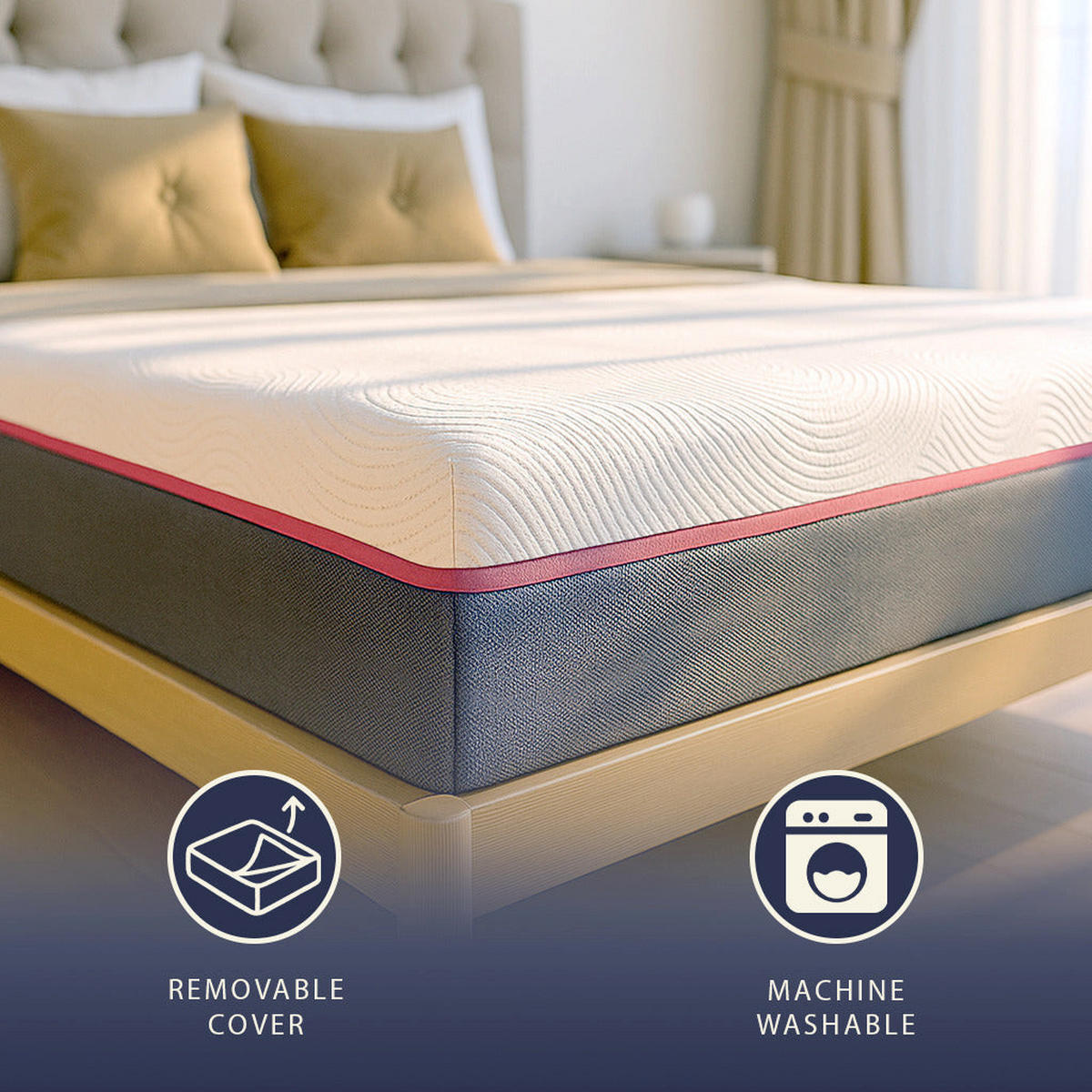 MATRATZE 140x200 Memory Foam Breeze und Taschenfedern | Höhe 30 cm | Abnehmbarer Bezug, Hypoallergen und Atmungsaktiv - Weiß, Textil (140/200cm) - The White Stone
