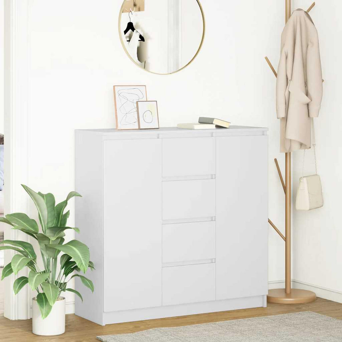 SIDEBOARD Mit Schubladen Weiss 100,5/35/98,5 Cm Holzwerkstoff - Weiß, Holzwerkstoff (35/98.5/100.5cm) - vidaXL