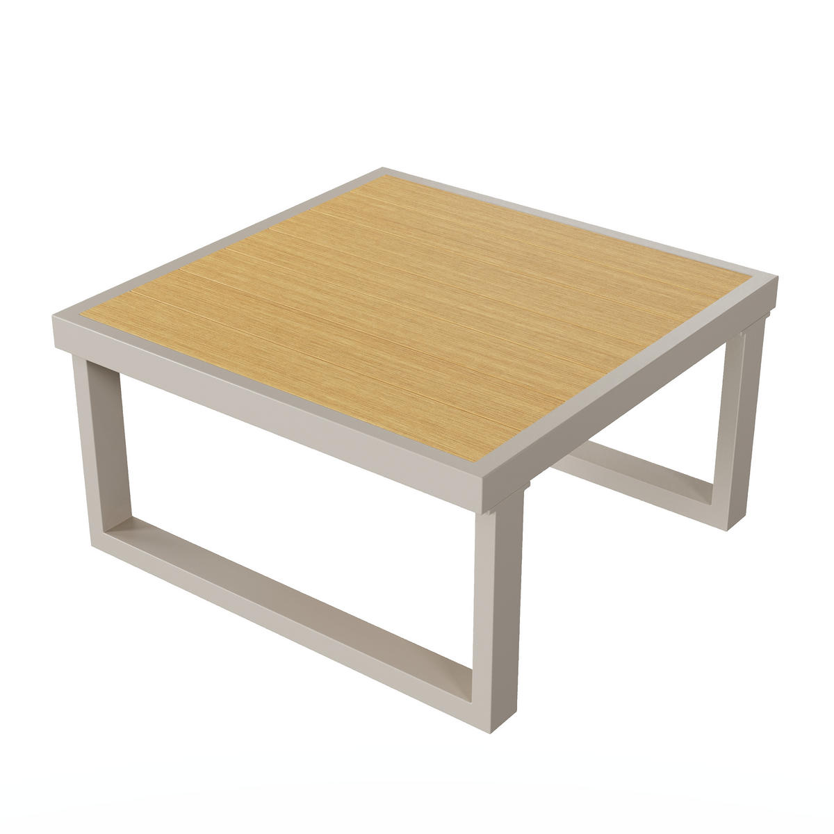 GARTENMÖBEL-SET Ecksofa 7 Personen Stahl Armlehnen Khaki Beige - Beige, Textil - FLIEKS