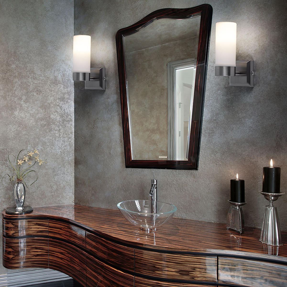 LED WANDLEUCHTE SPACE Silber Nickel-matt - Silberfarben, Glas (8/18.5/11.5cm) - Globo Lighting