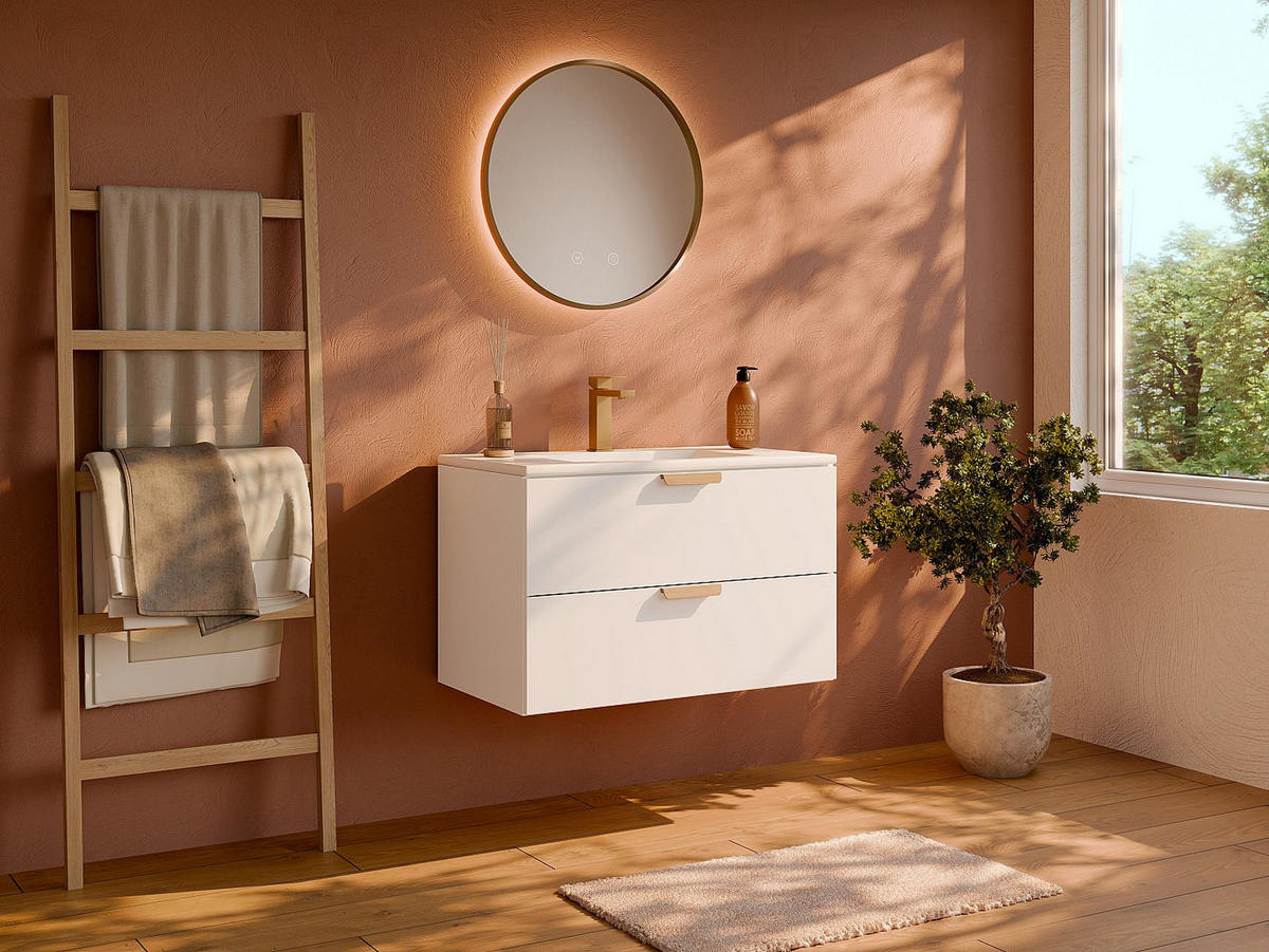 WASCHBECKENUNTERSCHRANK - 80 cm x 46 cm - holz - weiß Avoreli - Weiß, Holz (80/50/46cm) - Vente-Unique