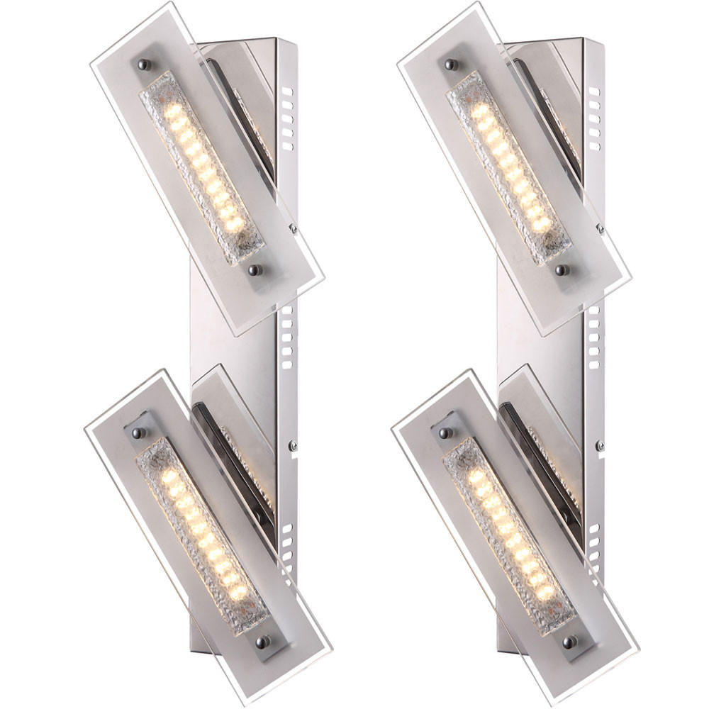 LED Wandleuchte Klar Kristall Rarenium 2er Set - Klar, Glas (8/11.5/49cm) - Globo Lighting