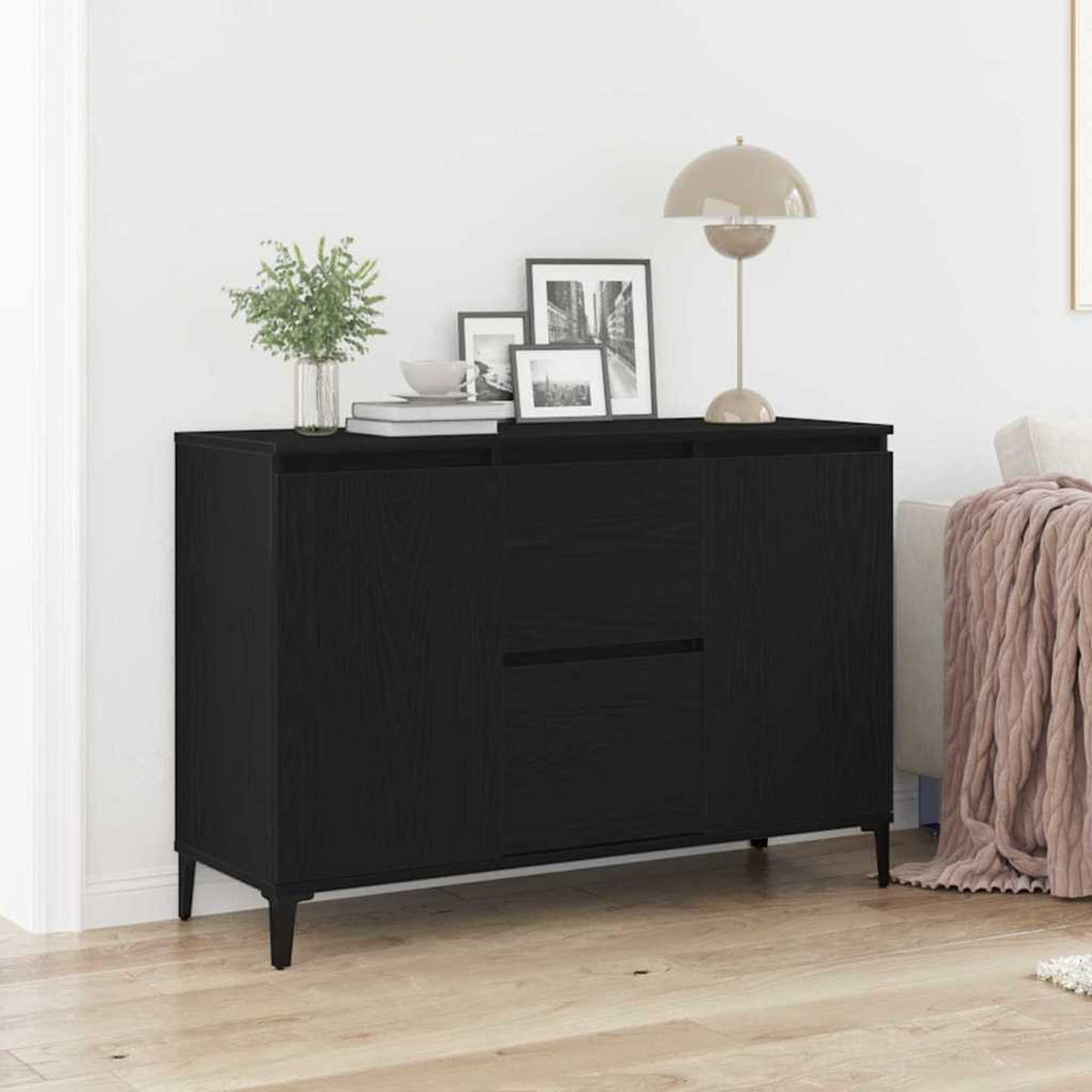 SIDEBOARD Schwarz Eichen-Optik 104/35/70 Cm Holzwerkstoff - Schwarz, Holzwerkstoff (35/70/104cm) - vidaXL