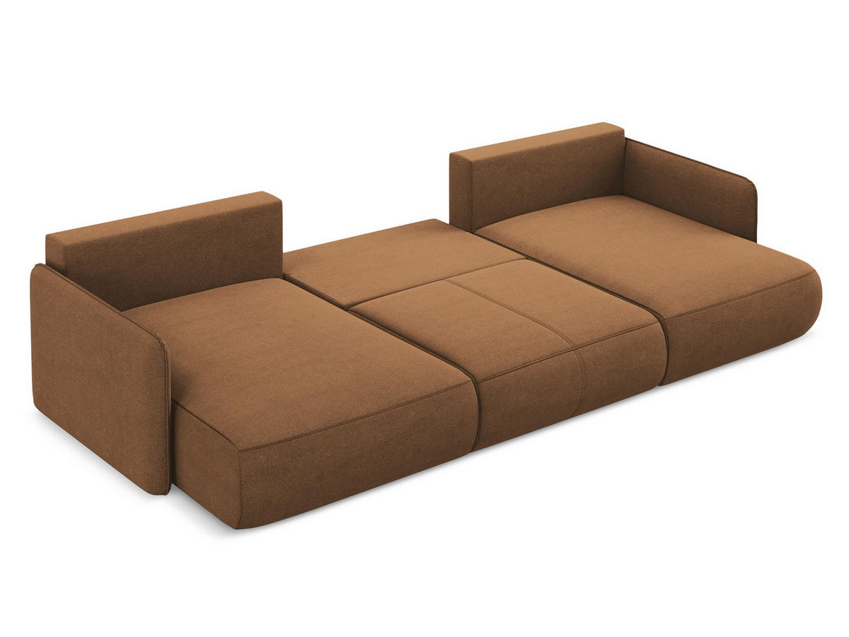 WOHNLANDSCHAFT Strukturstoff Stoff Orange - Terra cotta/Schwarz, Kunststoff/Textil (290/86/148cm) - Makamii