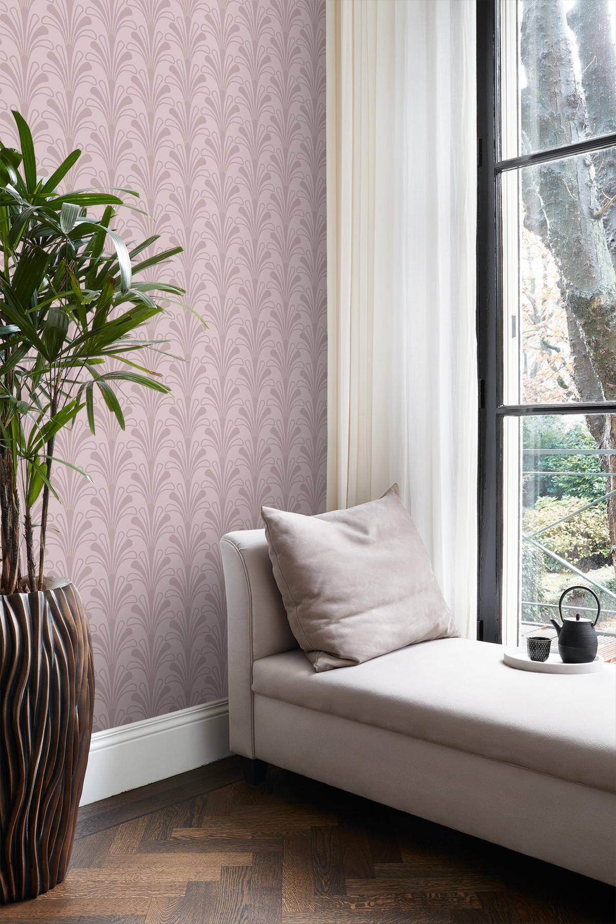 TAPETE Art Decó Muster 50 x 900 cm - Lila, Papier (50/900cm) - Origin Wallcoverings