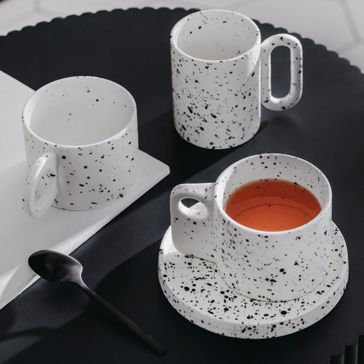 TASSE MIT UNTERTASSE Akamira - Weiß, Stein (0.29L) - home&you