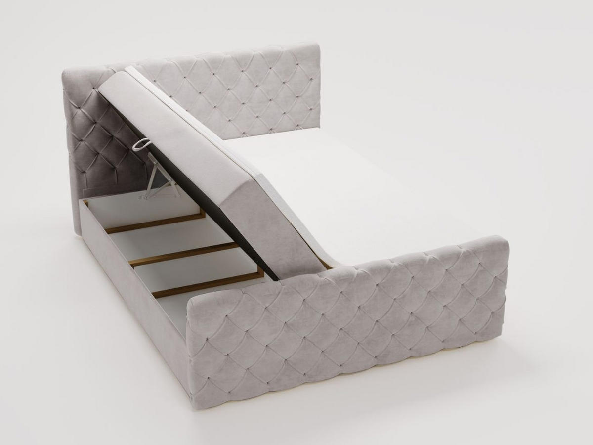 BOXBETT Lunaris 180x200 Hellgrau - Hellgrau, Holz/Textil (180/200cm) - Graingold